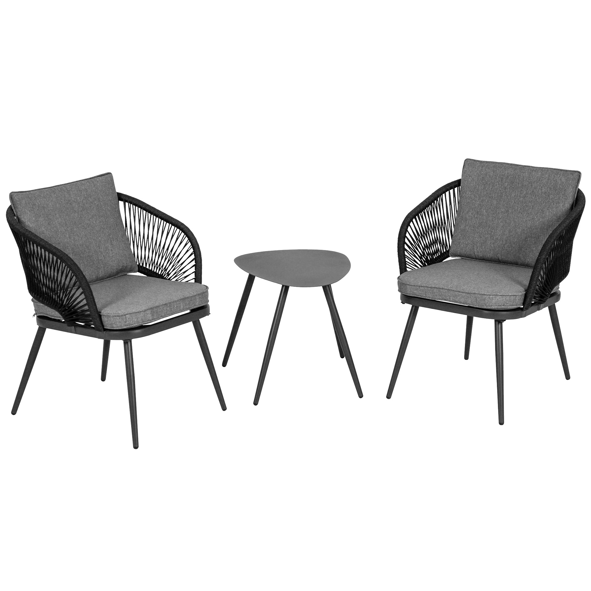 3-teiliges Balkon-Set - anthrazit - inklusive Kissen