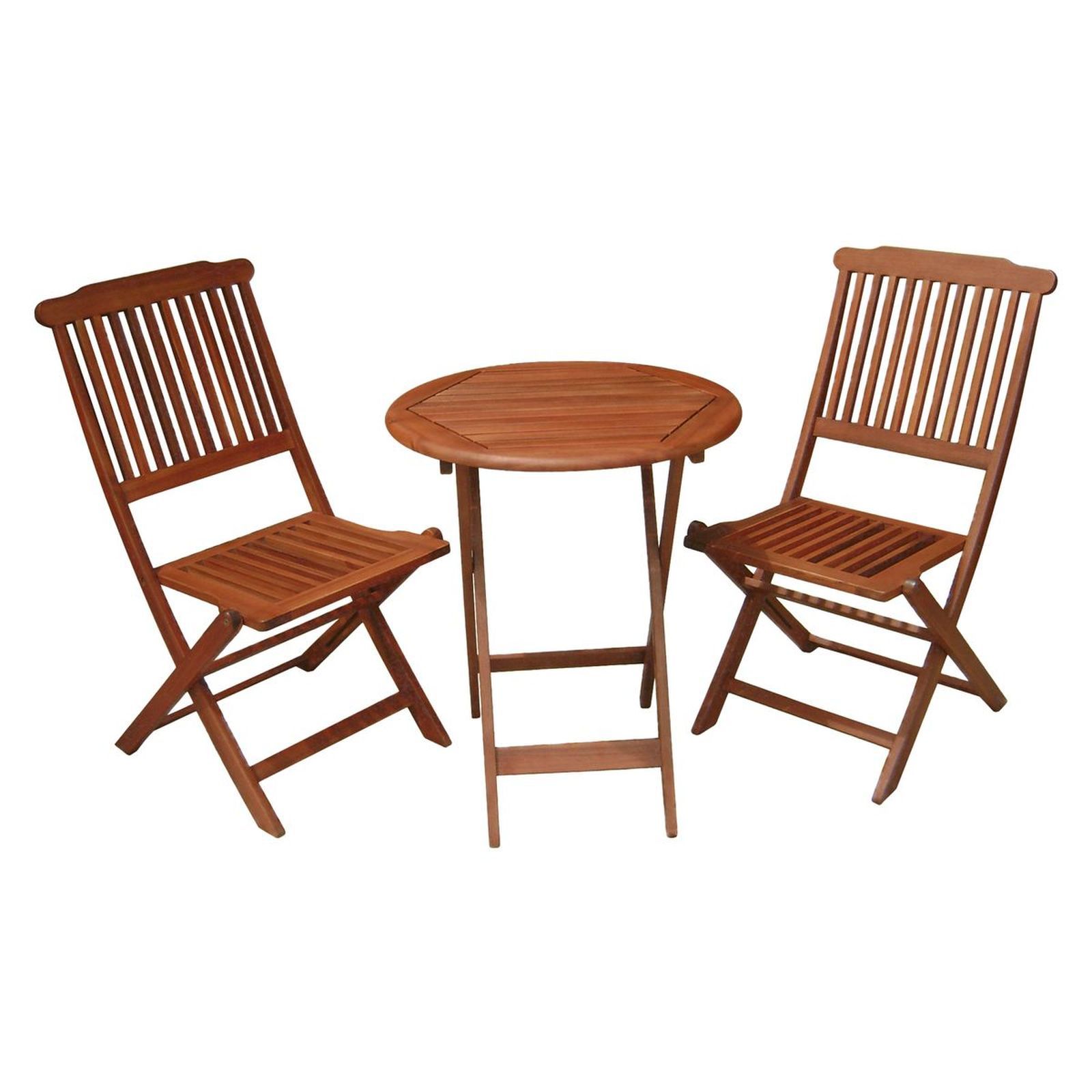 3-teiliges Balkon-Set PRAG - Eukalyptus Massivholz