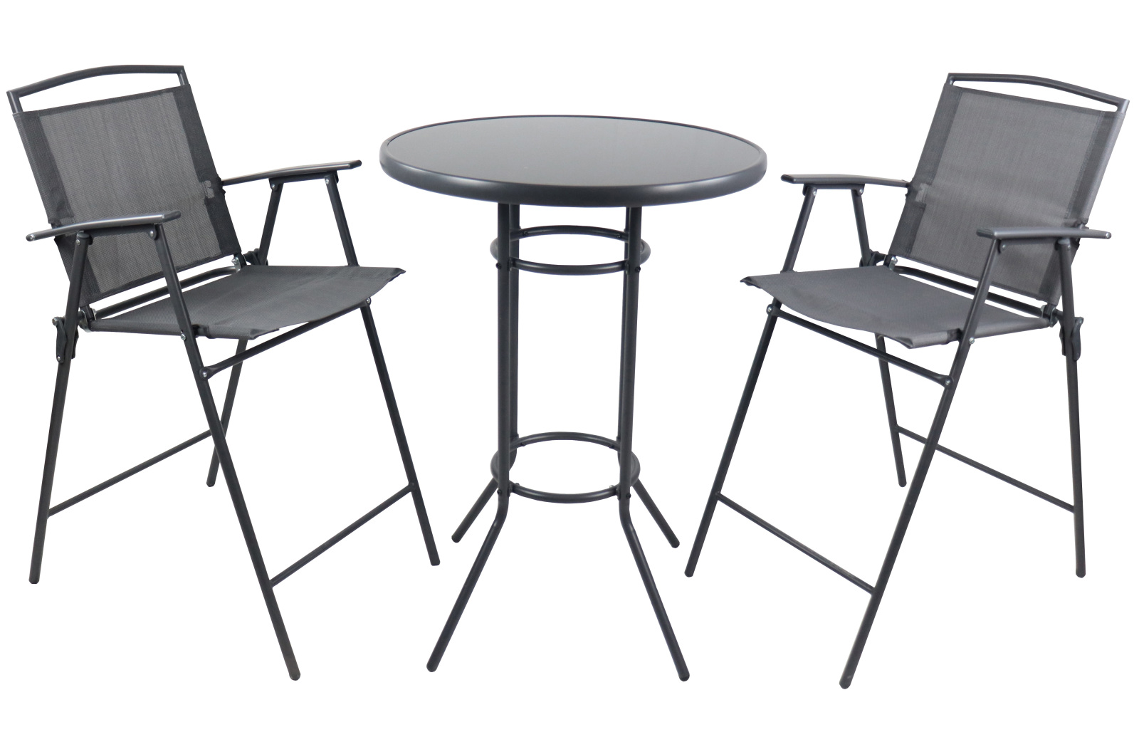 3-teiliges Bartischset GARLOS - anthrazit - Stahl