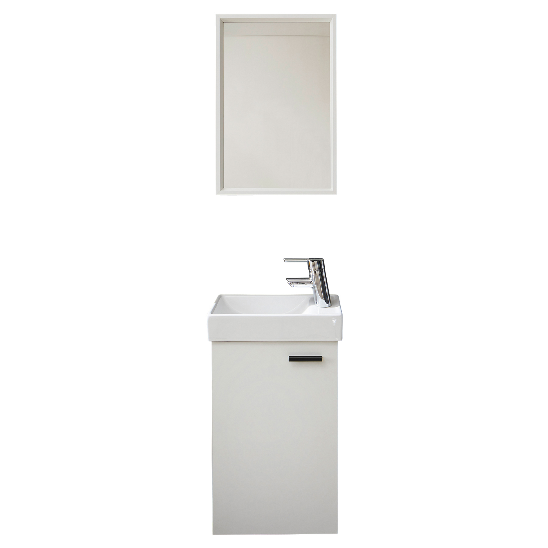 3-teiliges Gästebad-Set - weiß matt - mit Waschbecken