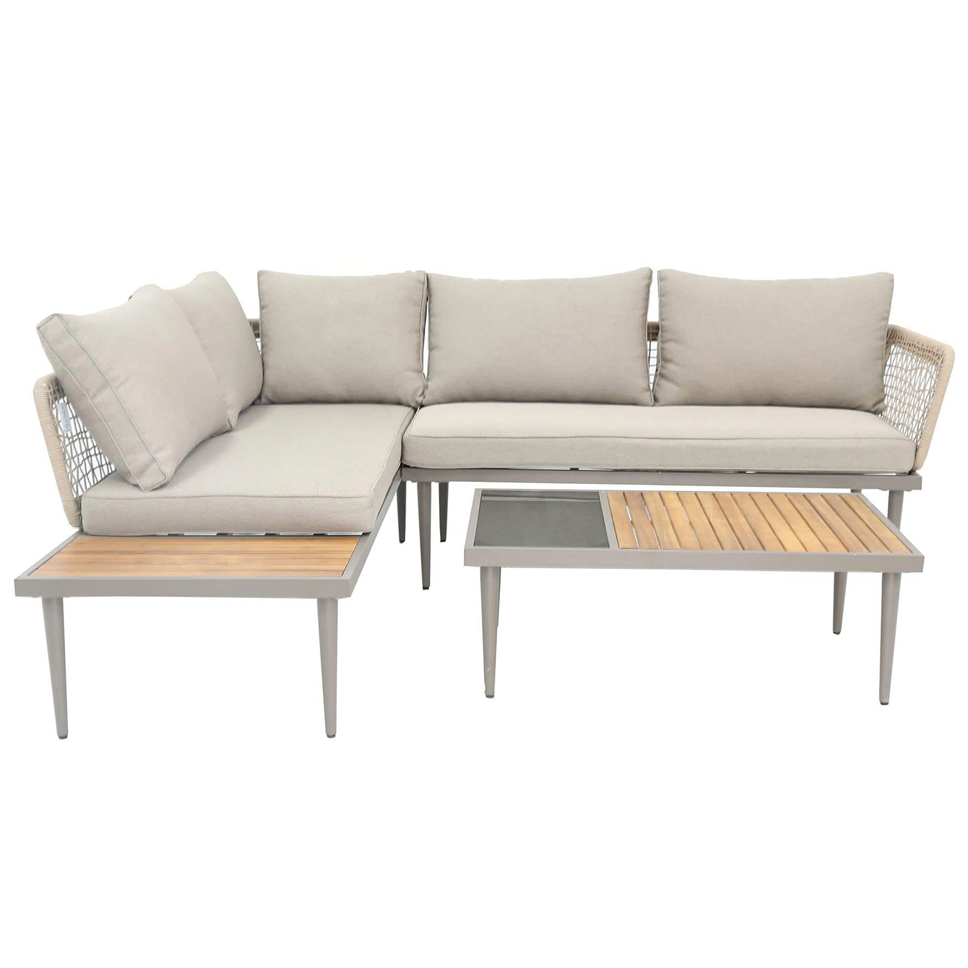 3-teiliges Gartenlounge-Set - beige - Metall - Acaia Hybrid