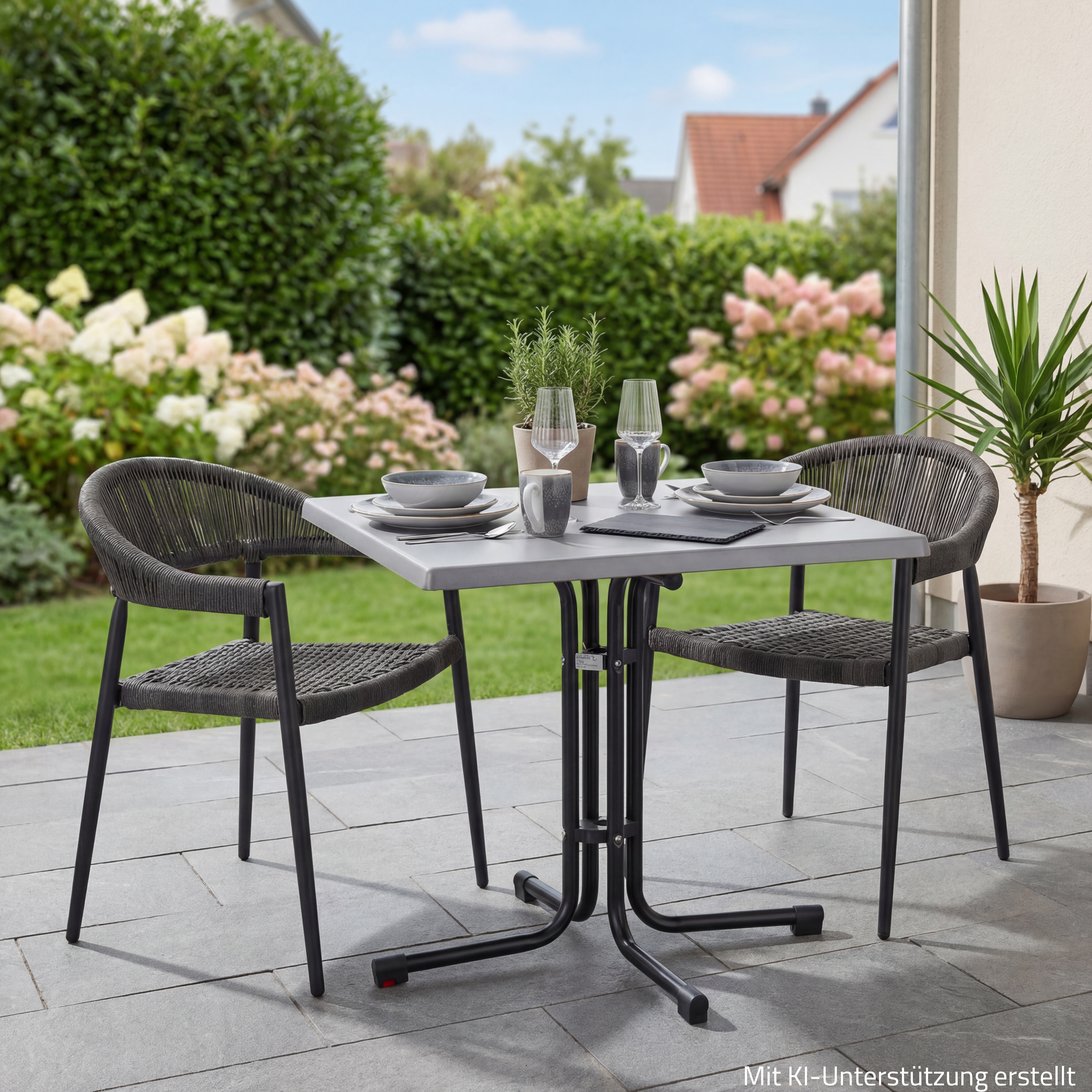 3-teiliges Gartenmöbel-Set - anthrazit - 80x72 cm