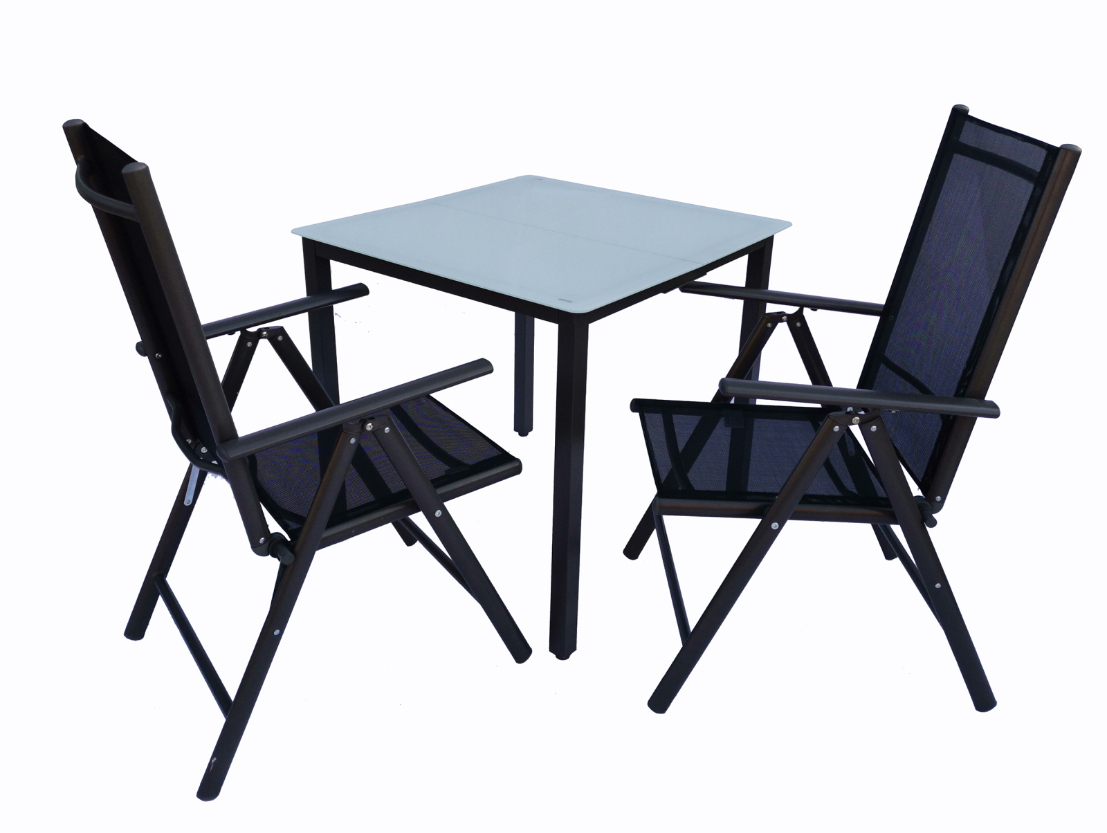 3-teiliges Gartenmöbel-Set - anthrazit - Mattglas-Tisch