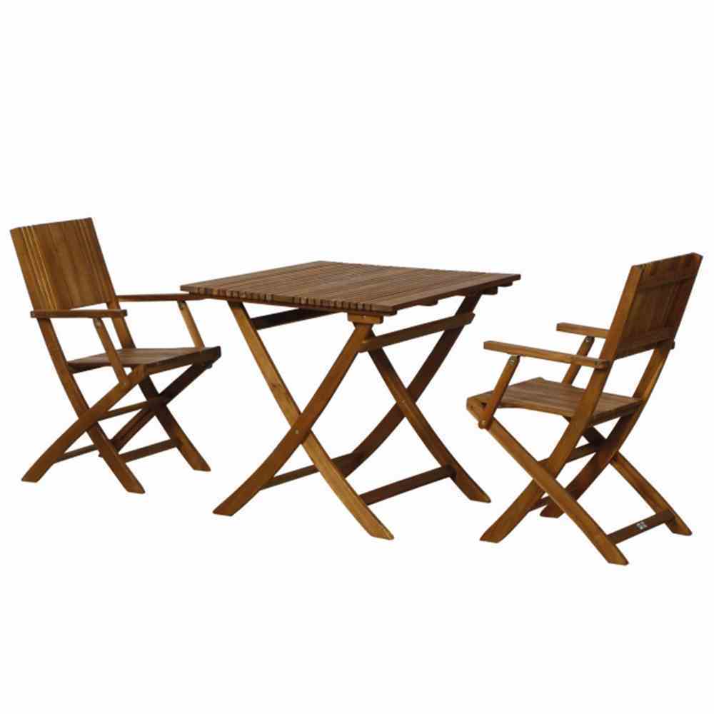 3-teiliges Gartenmöbel-Set FALUN - natur - Akazie massiv - mit Armlehnen