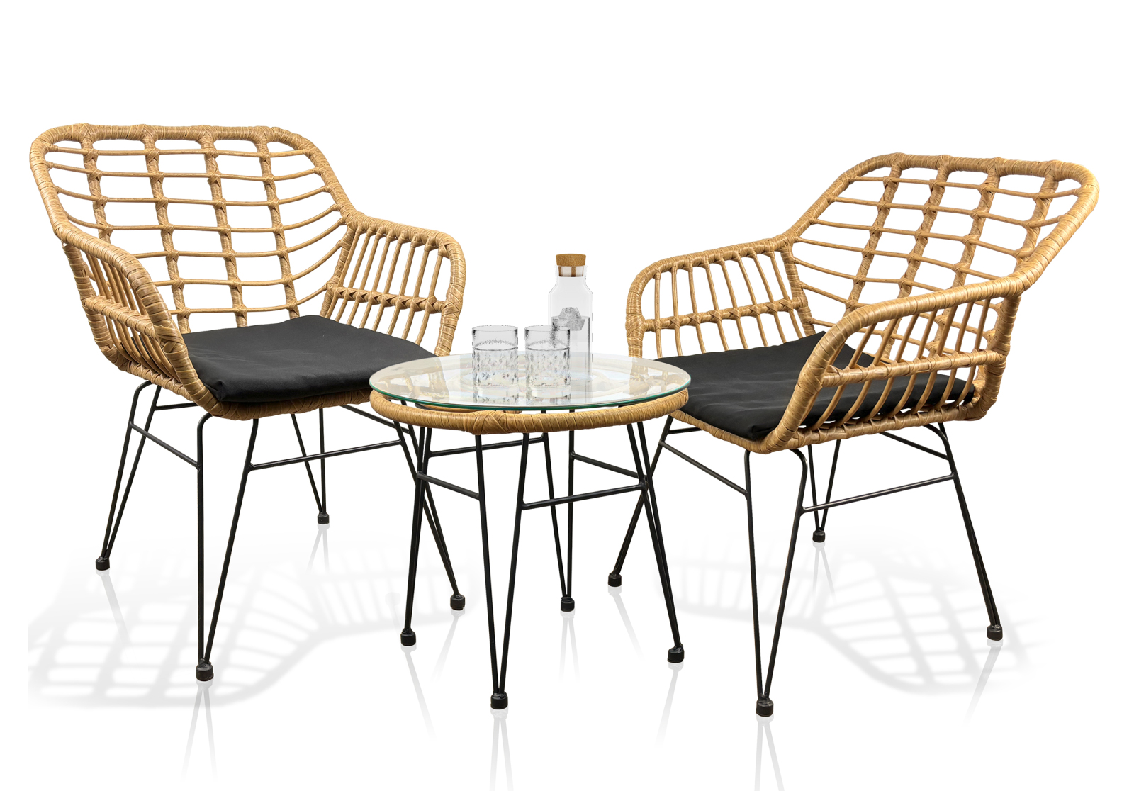 3-teiliges Gartenmöbel-Set RAGALI - braun-schwarz - Polyrattan