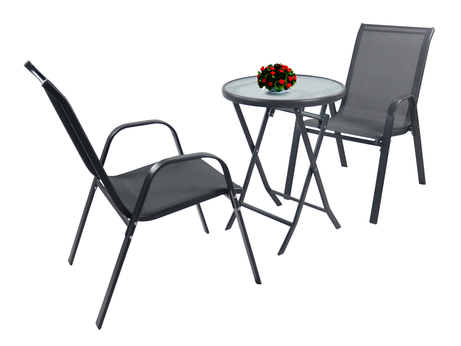 3-teiliges Gartenmöbel-Set SONLAS L - anthrazit - Stühle stapelbar