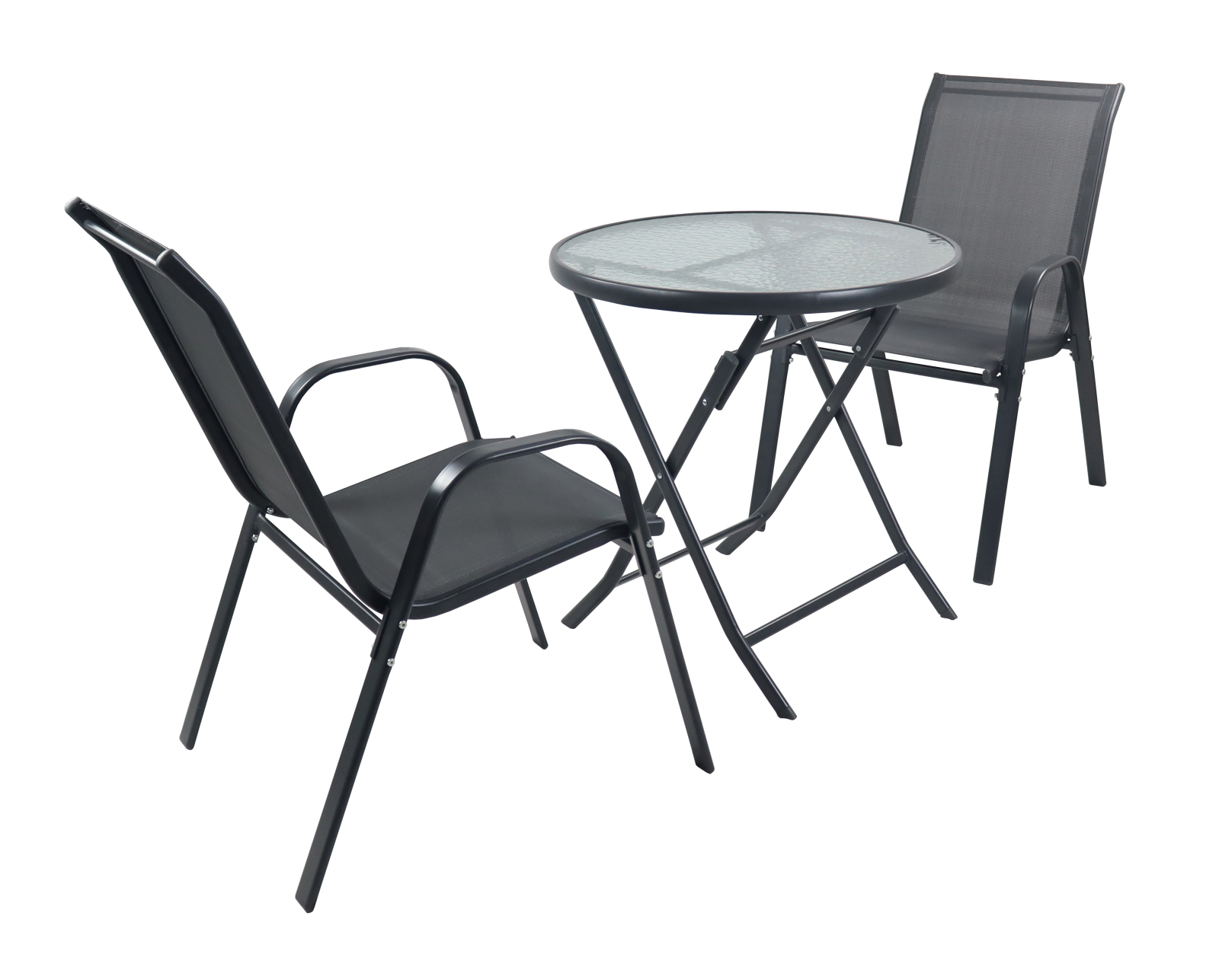 3-teiliges Gartenmöbel-Set SONLAS XL - anthrazit - Stühle stapelbar