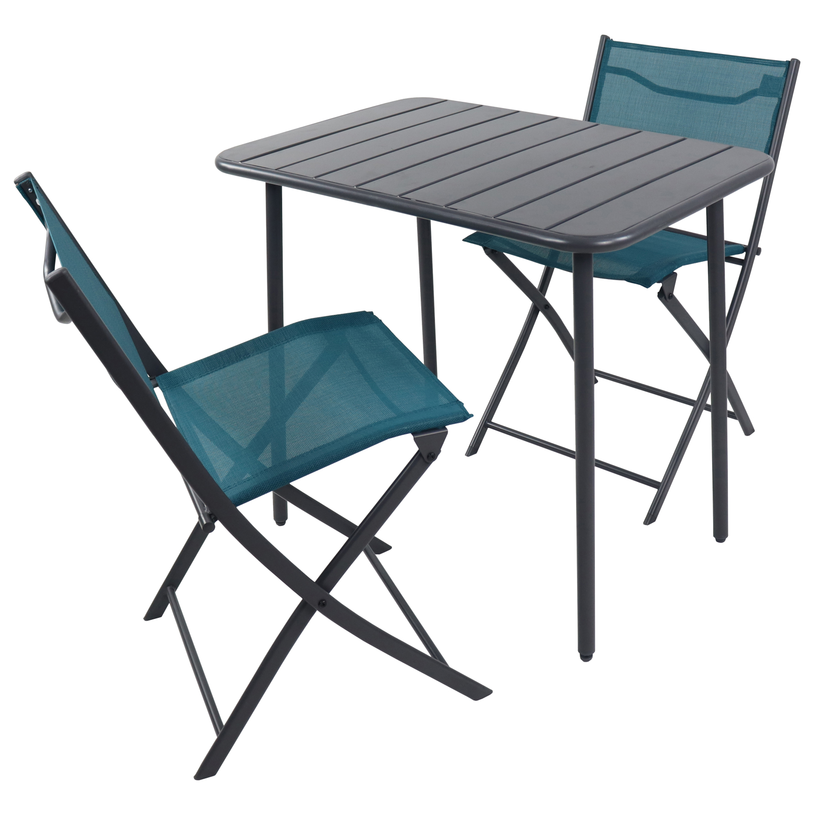 3-teiliges Gartenmöbel-Set - türkis-anthrazit - 72 cm