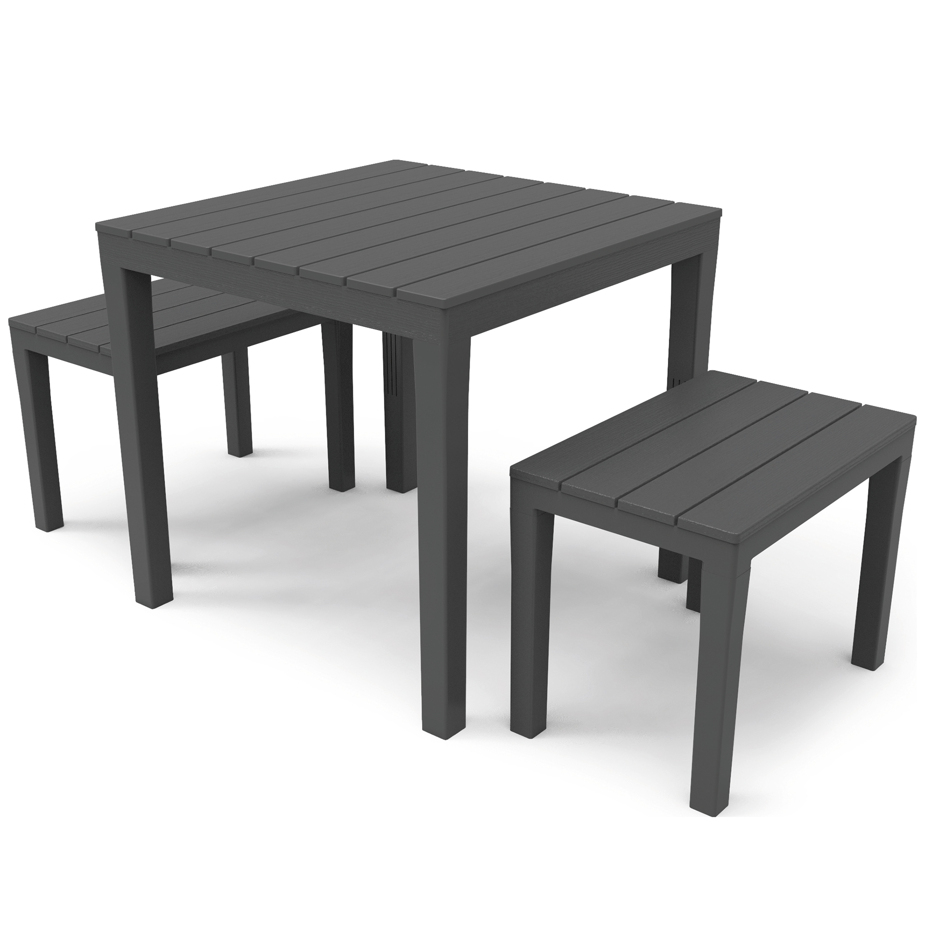 3-teiliges Gartenset - anthrazit - Holzoptik