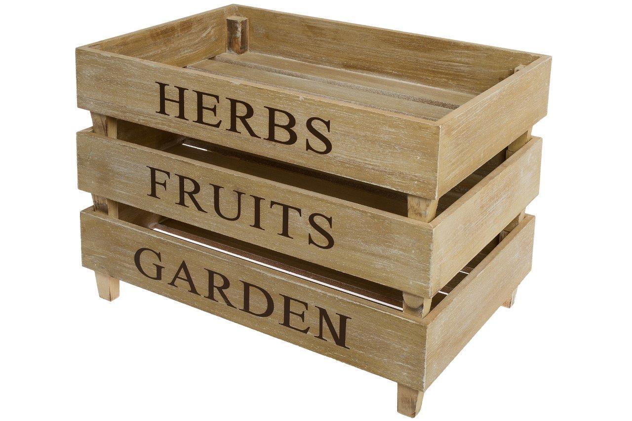 3-teiliges Holzkistenset RAPHAEL - holzfarben - stapelbar - 46 cm