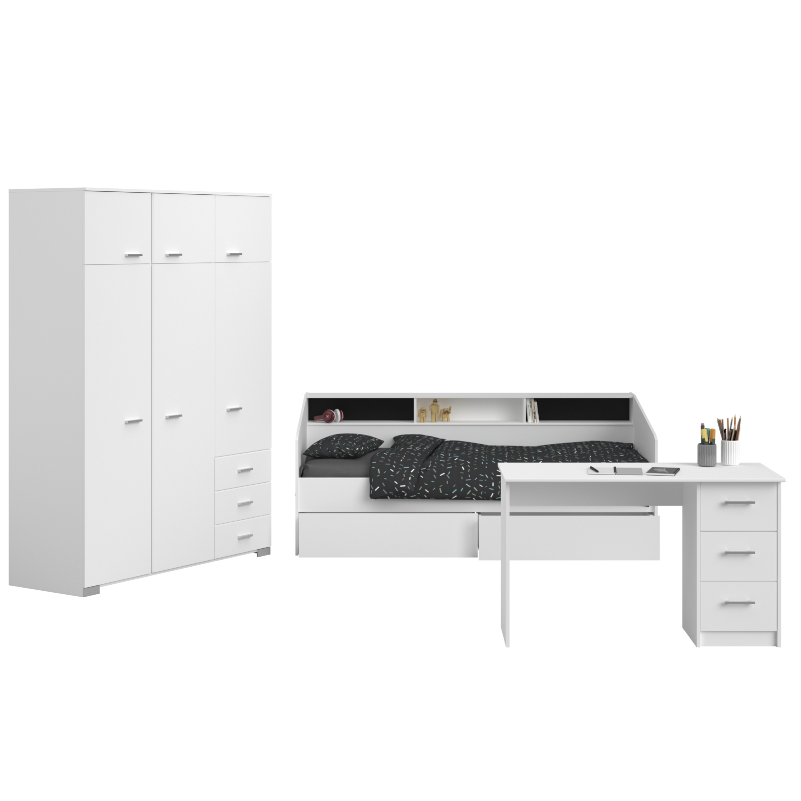 3-teiliges Jugendzimmer SLEEP 22 - weiß - mit Schreibtisch