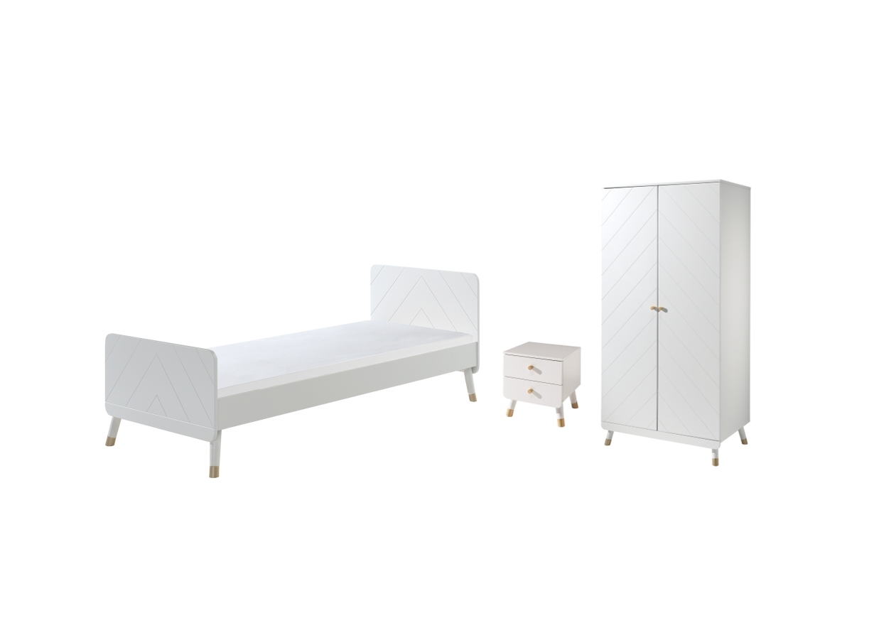 3-teiliges Kinderzimmer-Set BILLY - satinweiß - 90x200 cm