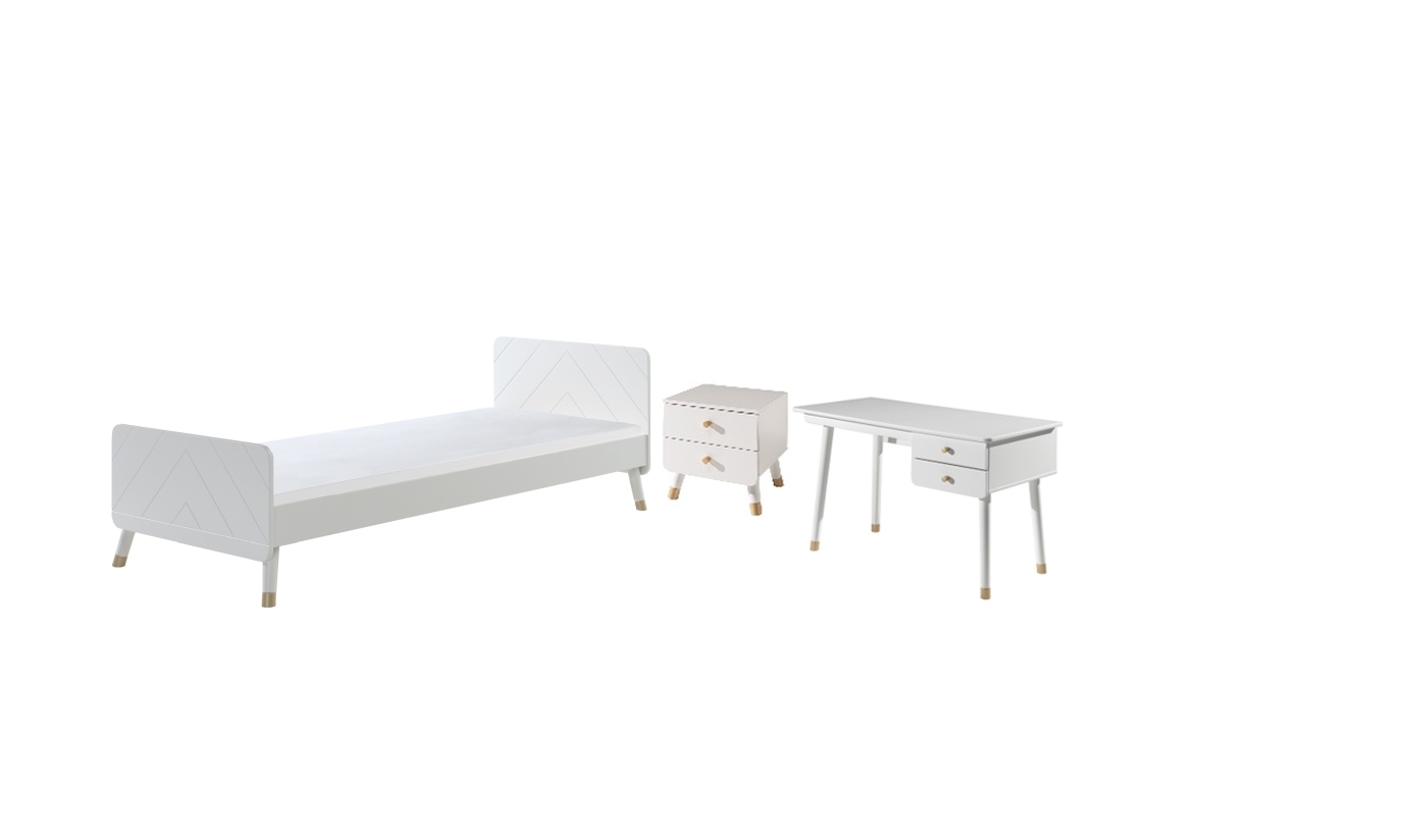 3-teiliges Kinderzimmer-Set BILLY - satinweiß - 90x200 cm