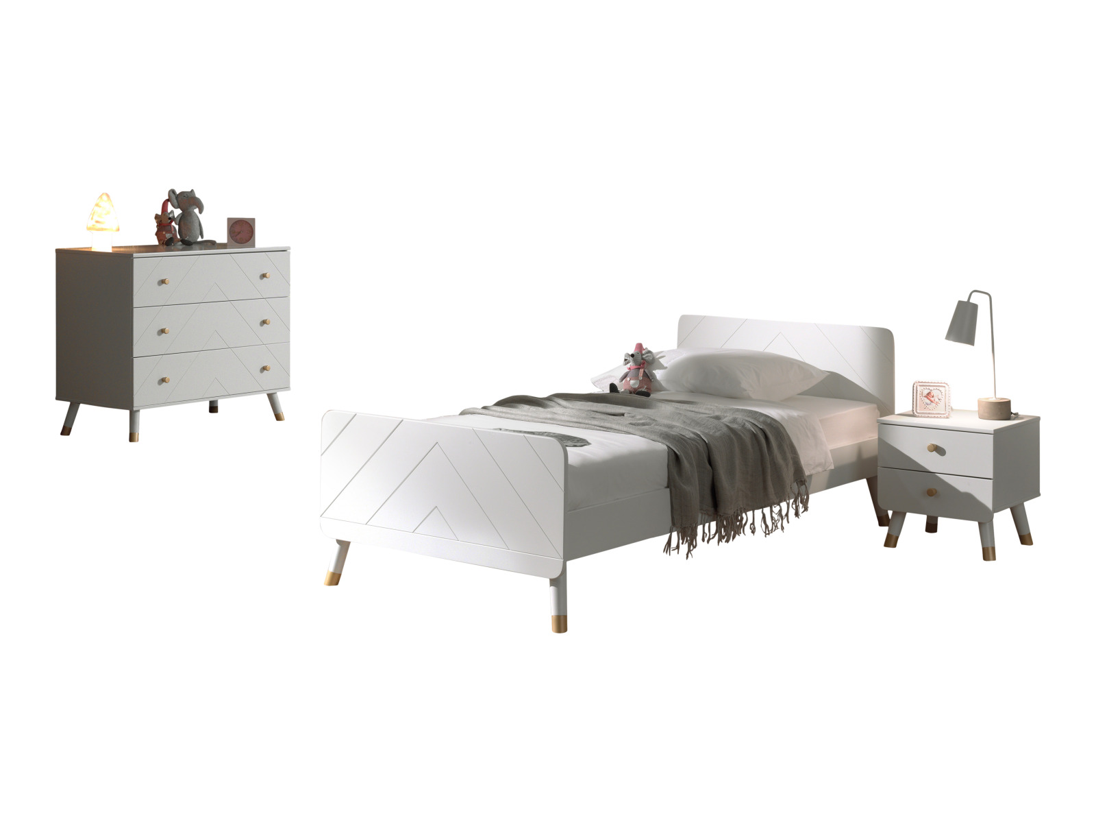 3-teiliges Kinderzimmer-Set BILLY - satinweiß - 90x200 cm
