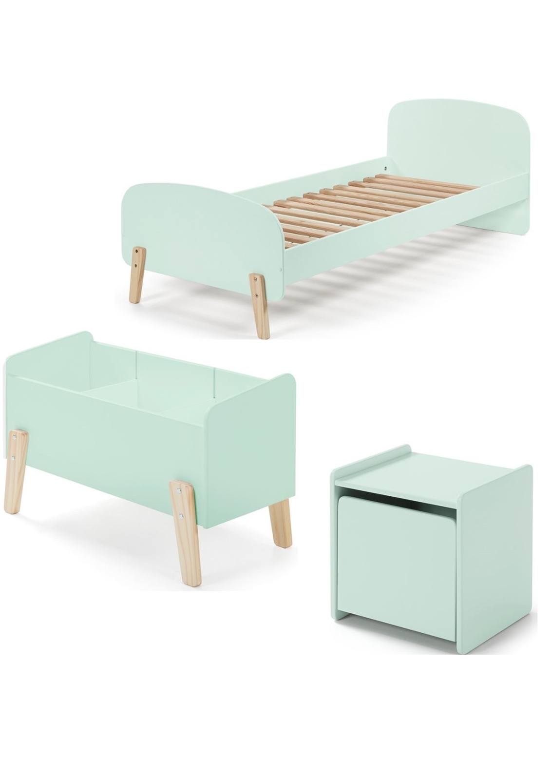 3-teiliges Kinderzimmer-Set KIDDY - mintgrün - 90x200 cm