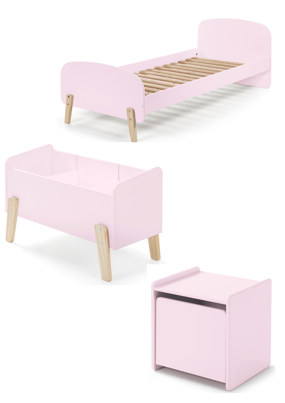 3-teiliges Kinderzimmer-Set KIDDY - rosa - 90x200 cm