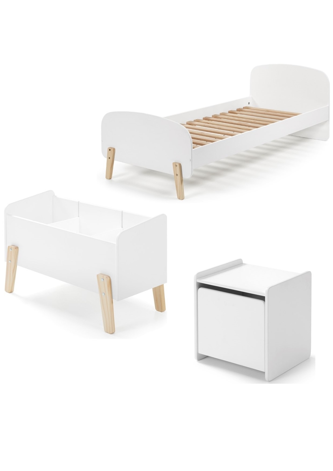3-teiliges Kinderzimmer-Set KIDDY - weiß - 90x200 cm