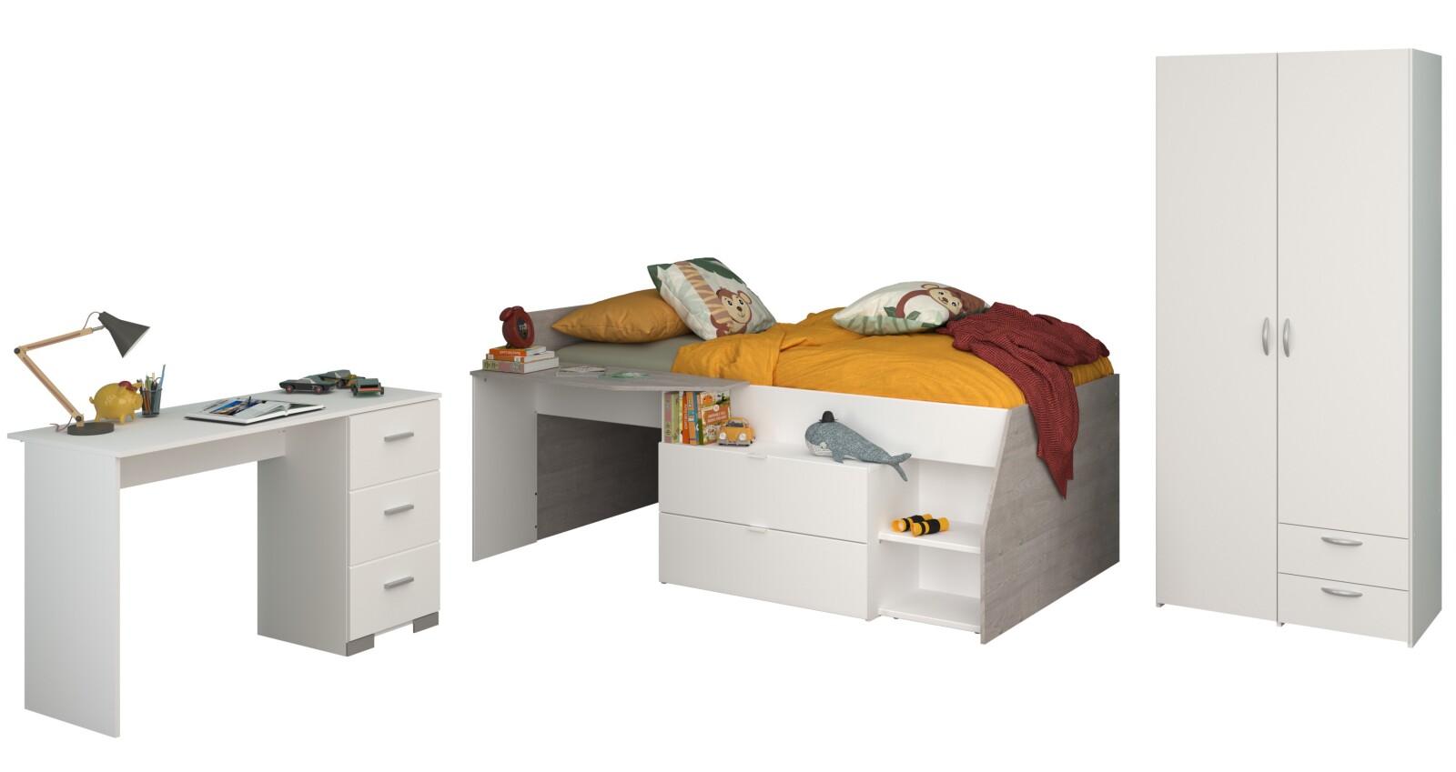 3-teiliges Kinderzimmer-Set MILKY 13 - mit Kleiderschrank