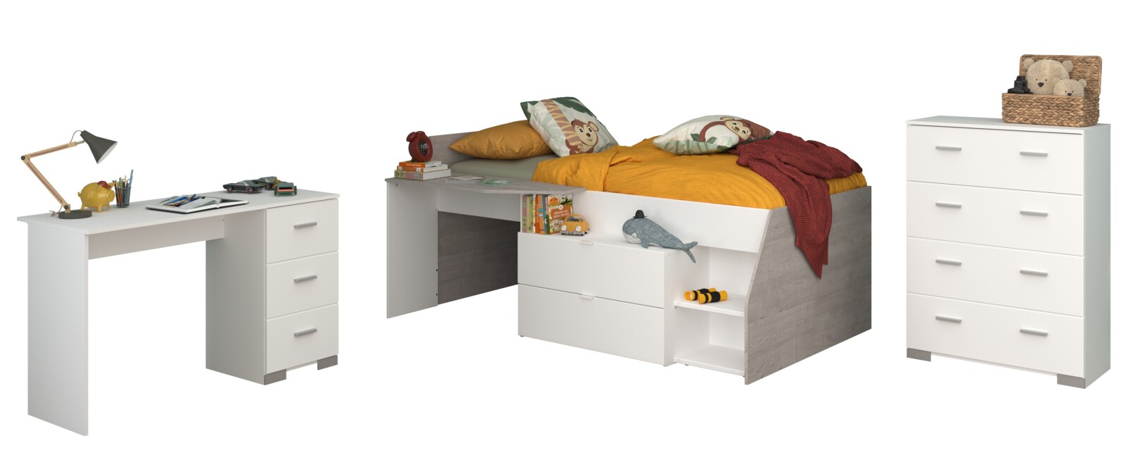3-teiliges Kinderzimmer-Set MILKY 15 - mit Kommode