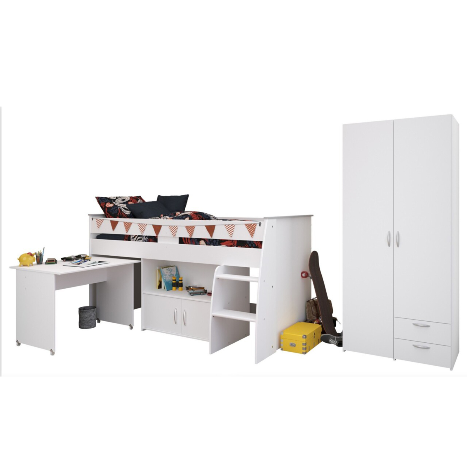 3-teiliges Kinderzimmer-Set REVERSE 12 - weiß - integrierte Kommode