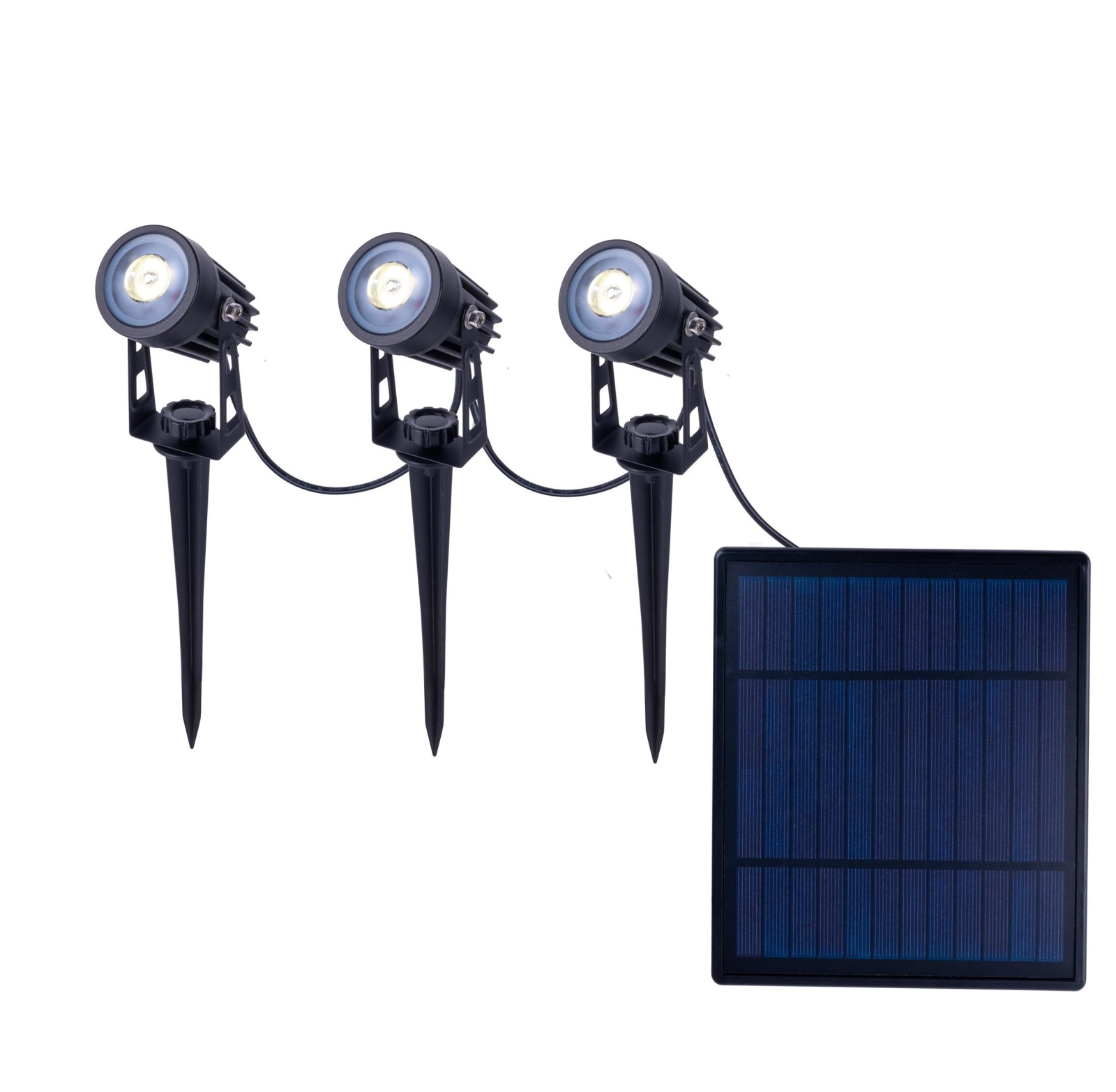 3-teiliges LED-Erdpieß-Solarspot-Set SPOTI - schwarz - dimmbar