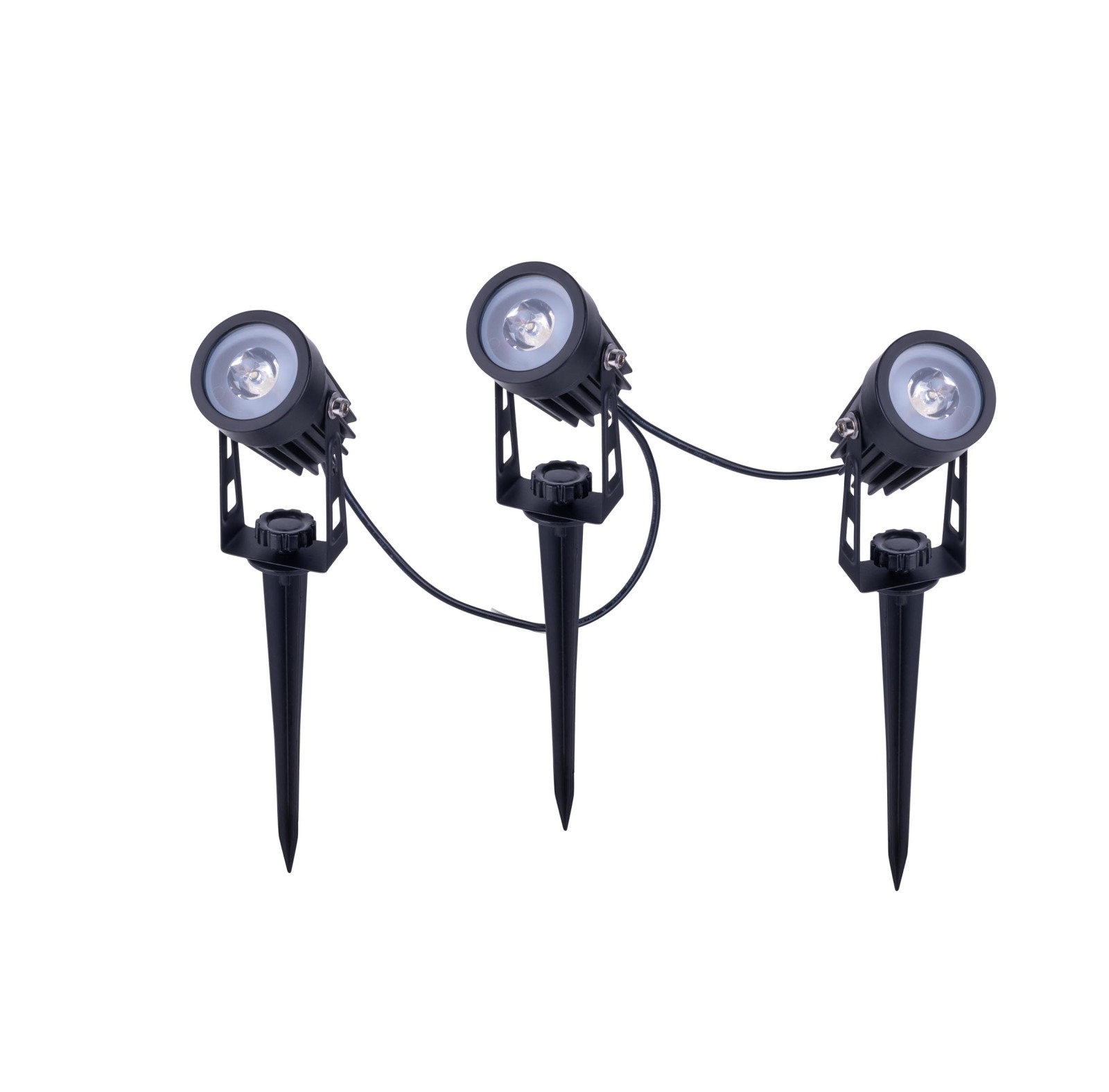 3-teiliges LED-Erdpieß-Solarspot-Set SPOTI - schwarz - dimmbar