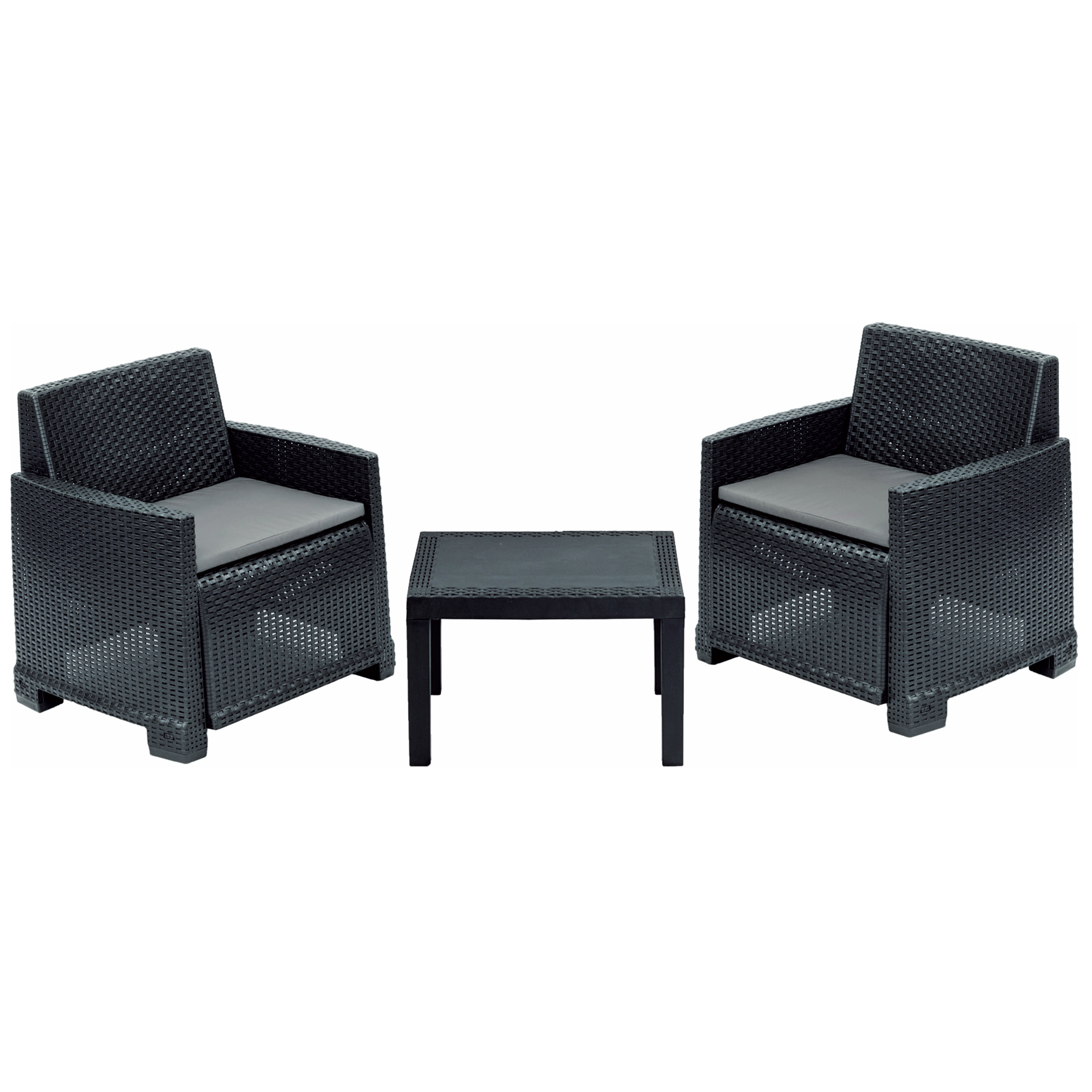 3-teiliges Lounge-Set - anthrazit - mit Sitzkissen