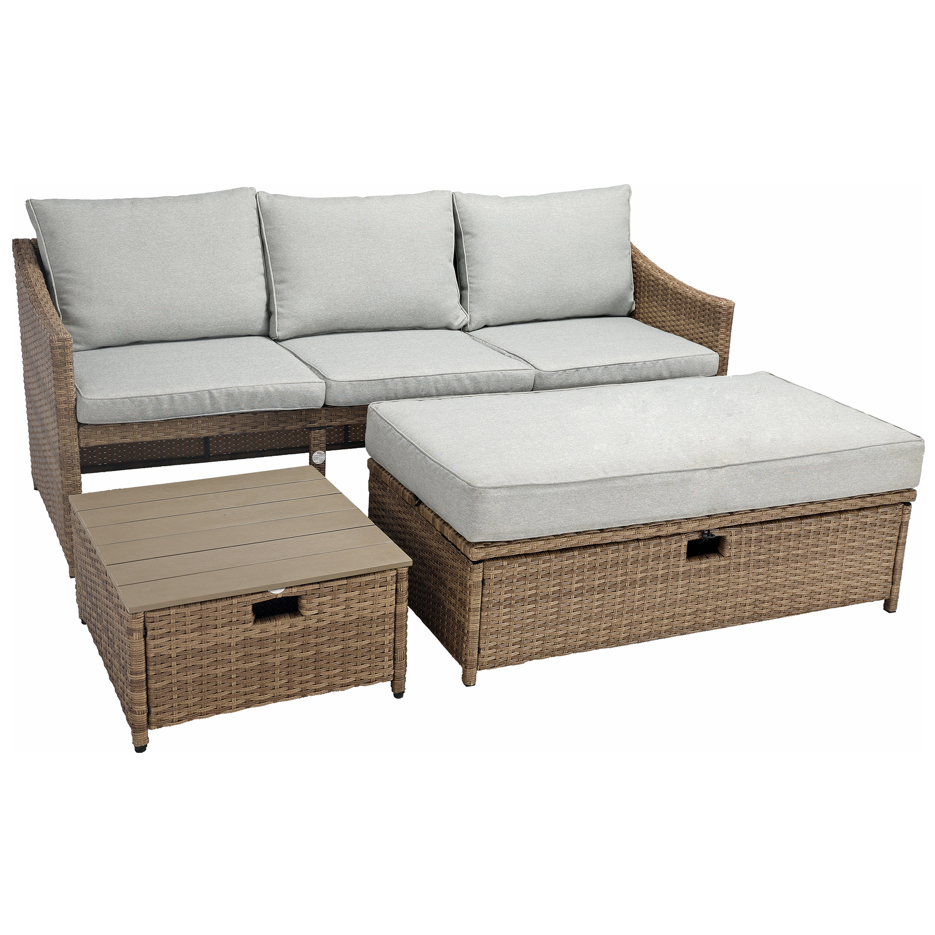 3-teiliges Lounge-Set - braun-beige - mit Polster