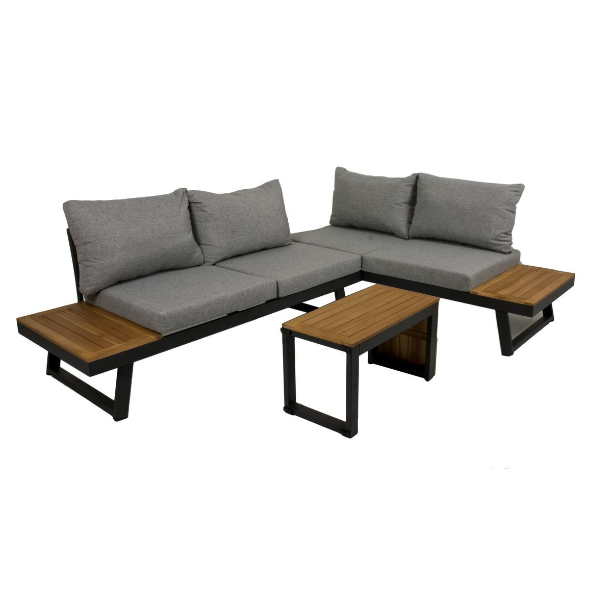 3-teiliges Lounge-Set FELICE - Akazie massiv-Aluminium - mit Polster