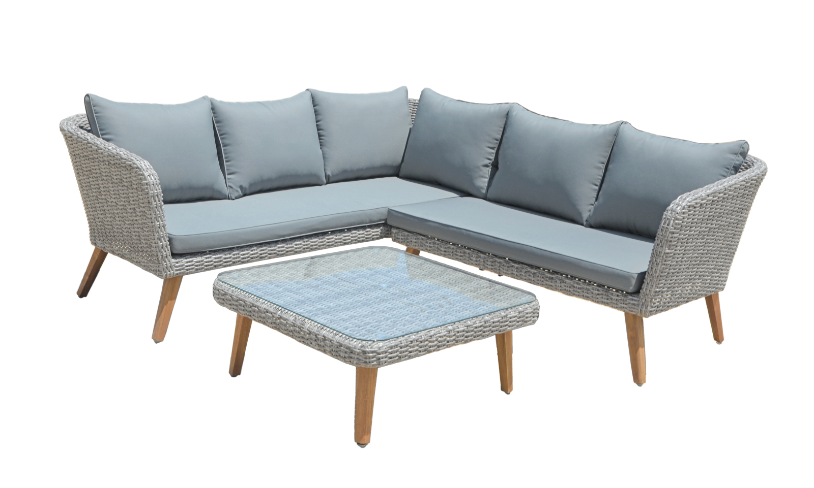 3-teiliges Lounge-Set PAMPLONA - grau - mit Kissen