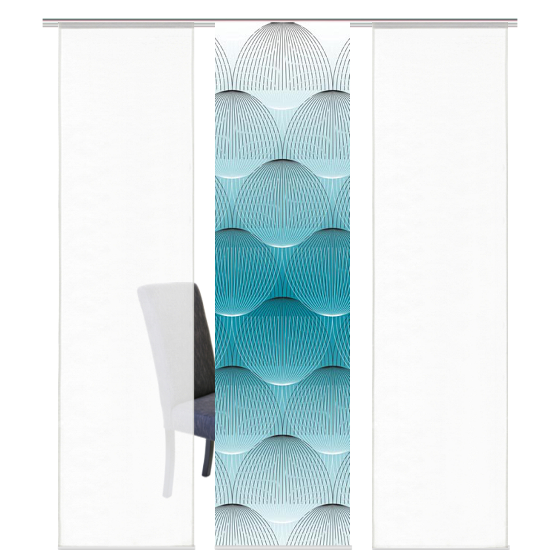 3-teiliges Schiebevorhang-Set BENARI - petrol - je 60x245 cm
