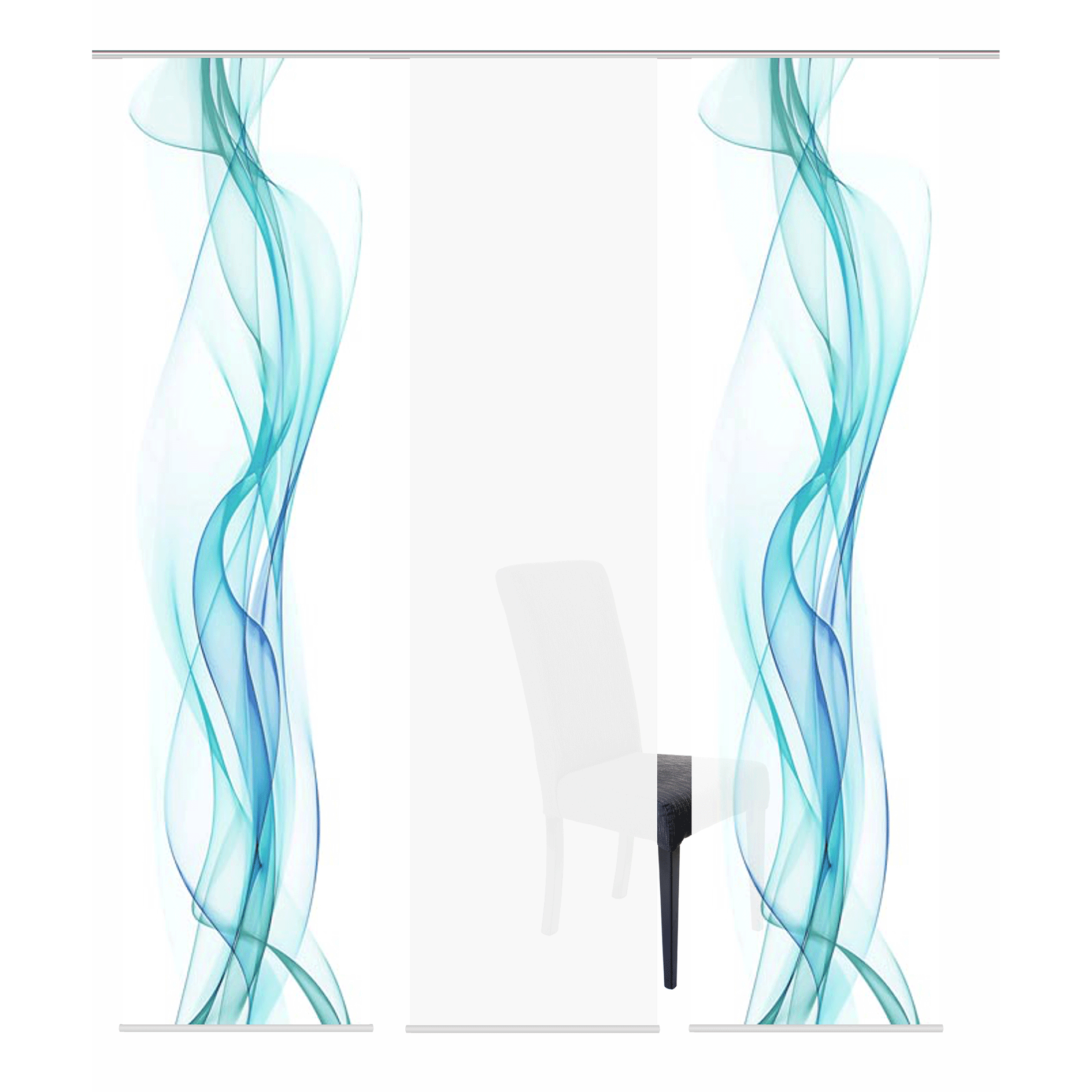 3-teiliges Schiebevorhang-Set HAZE - petrol - je 60x245 cm