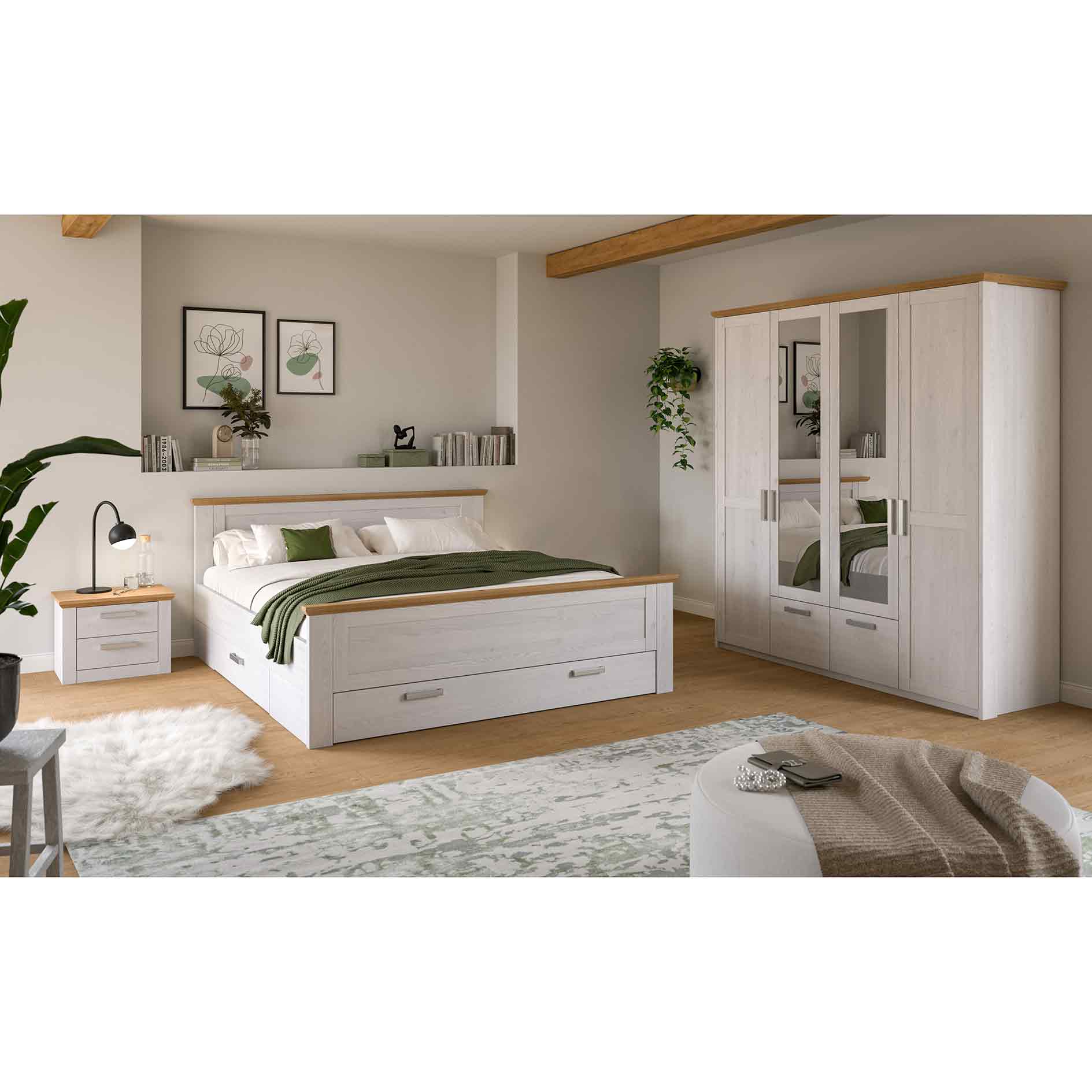 3-teiliges Schlafzimmer-Set VERONA - Sibiu Lärche - Artisan Eiche - mit Unterbettauszügen