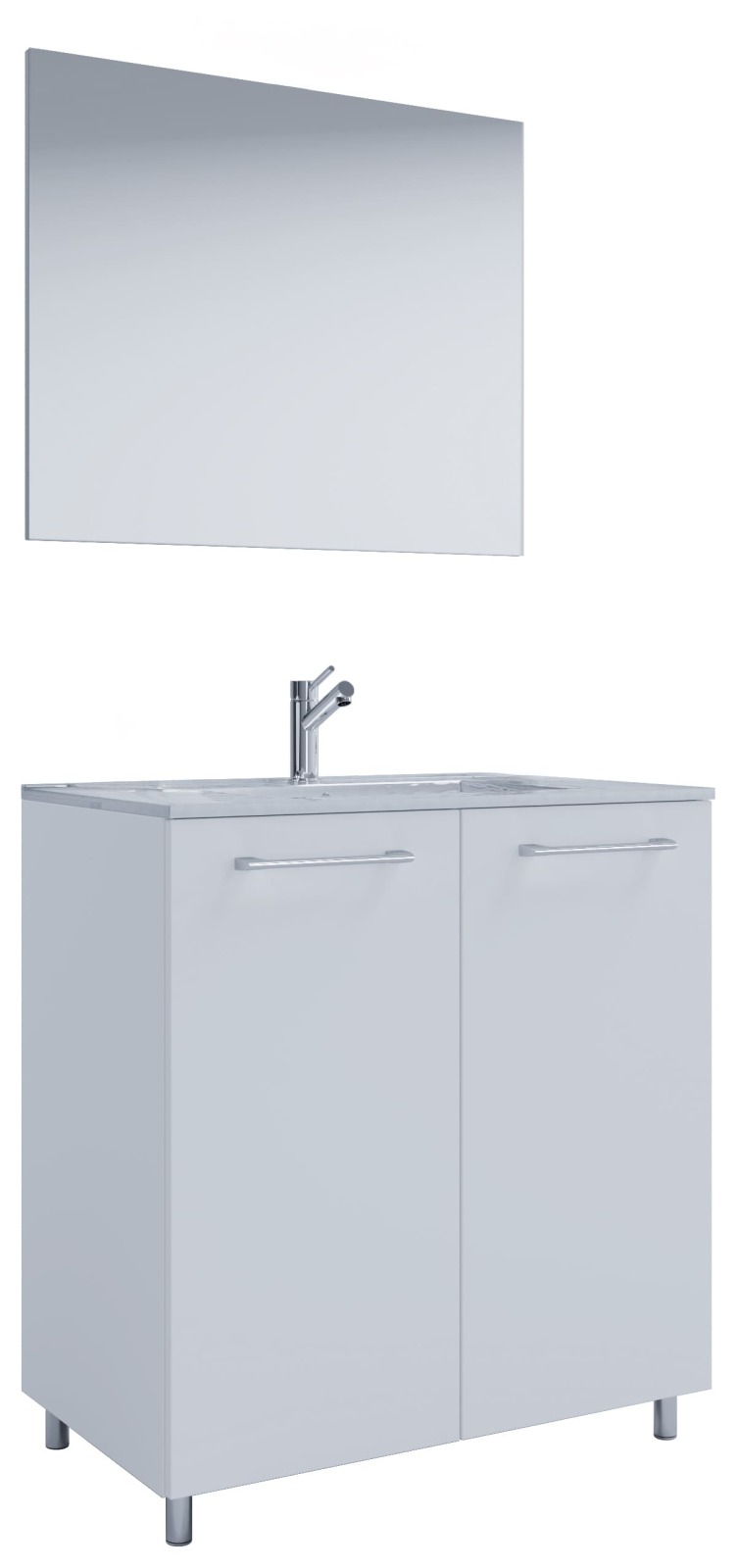 3-teiliges Stand-Waschplatz-Set BADINOS - weiß - 80 cm