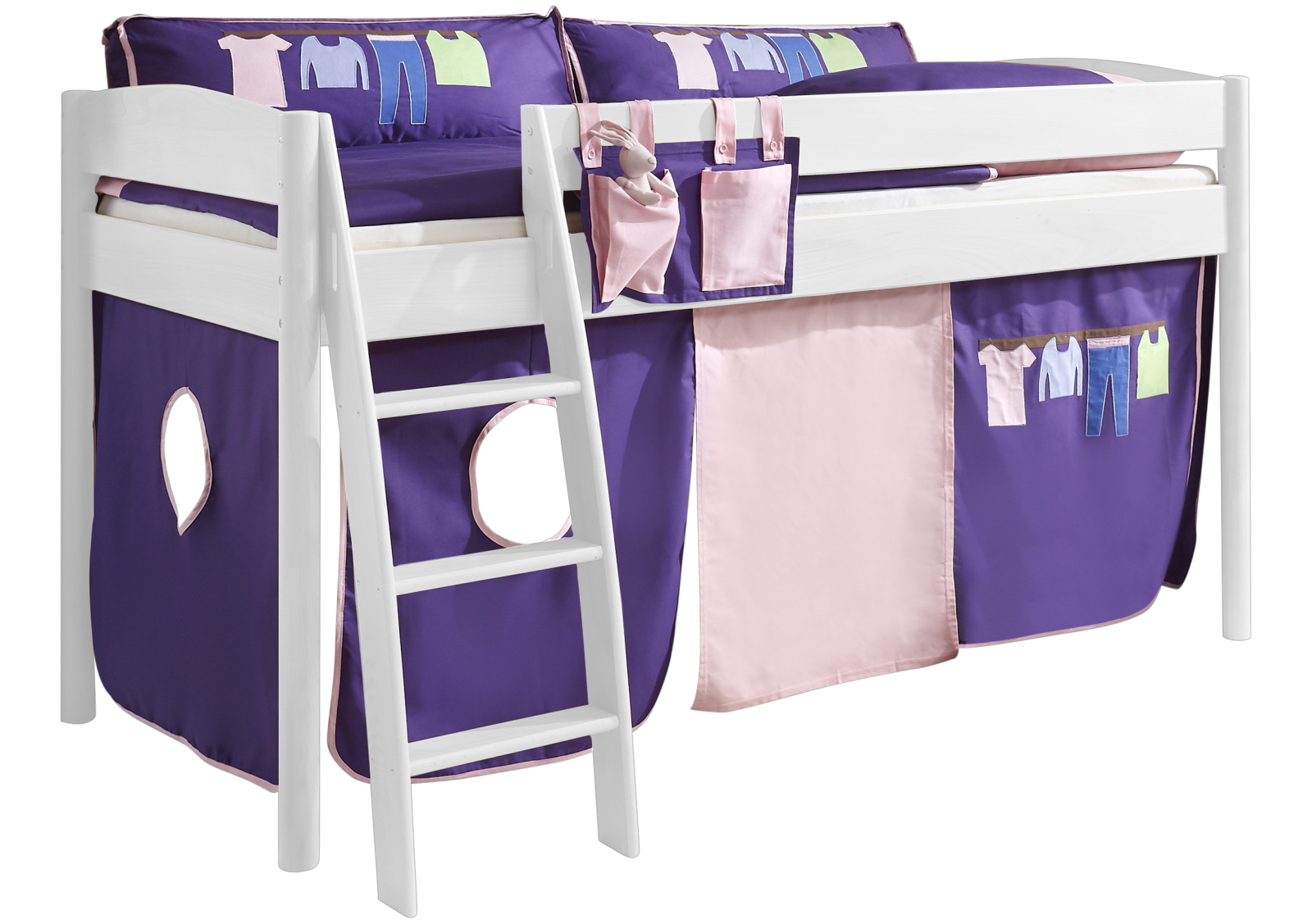 3-teiliges Stoffset - lila-rosa - für Halbhochbett und Etagenbett