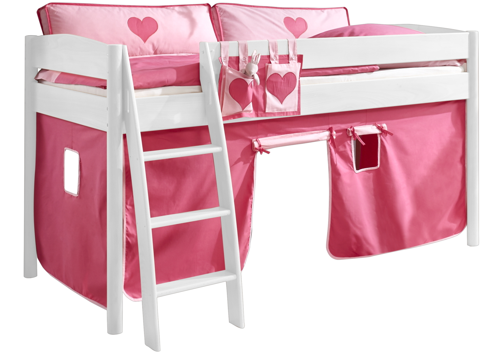 3-teiliges Stoffset - pink-rosa - für Halbhochbett und Etagenbett