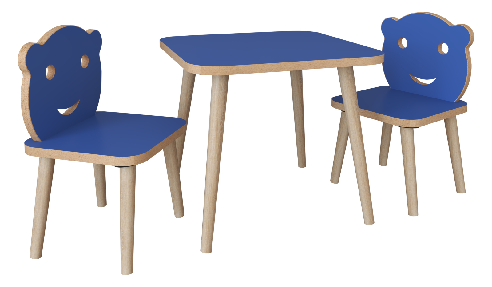 3-teiliges Tischset LiLuLa - blau - Holz-Optik