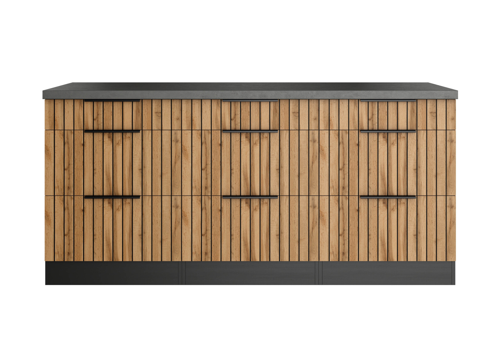 3-teiliges Topschrank-Set LIVERPOOL - Akustik-Paneel Optik - Graphit