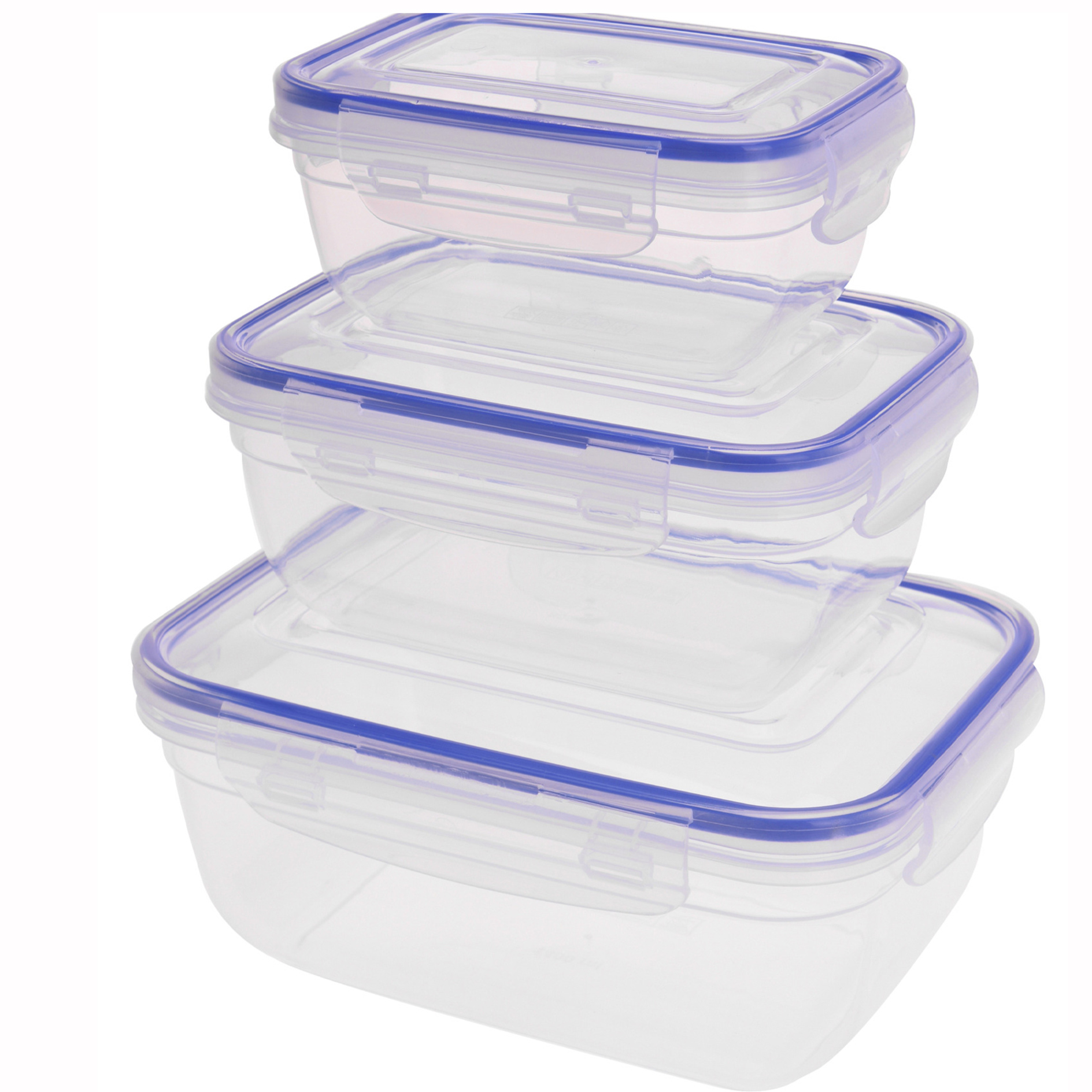3-teiliges Vorratsdosen-Set - transparent-blau - 400-1400 ml