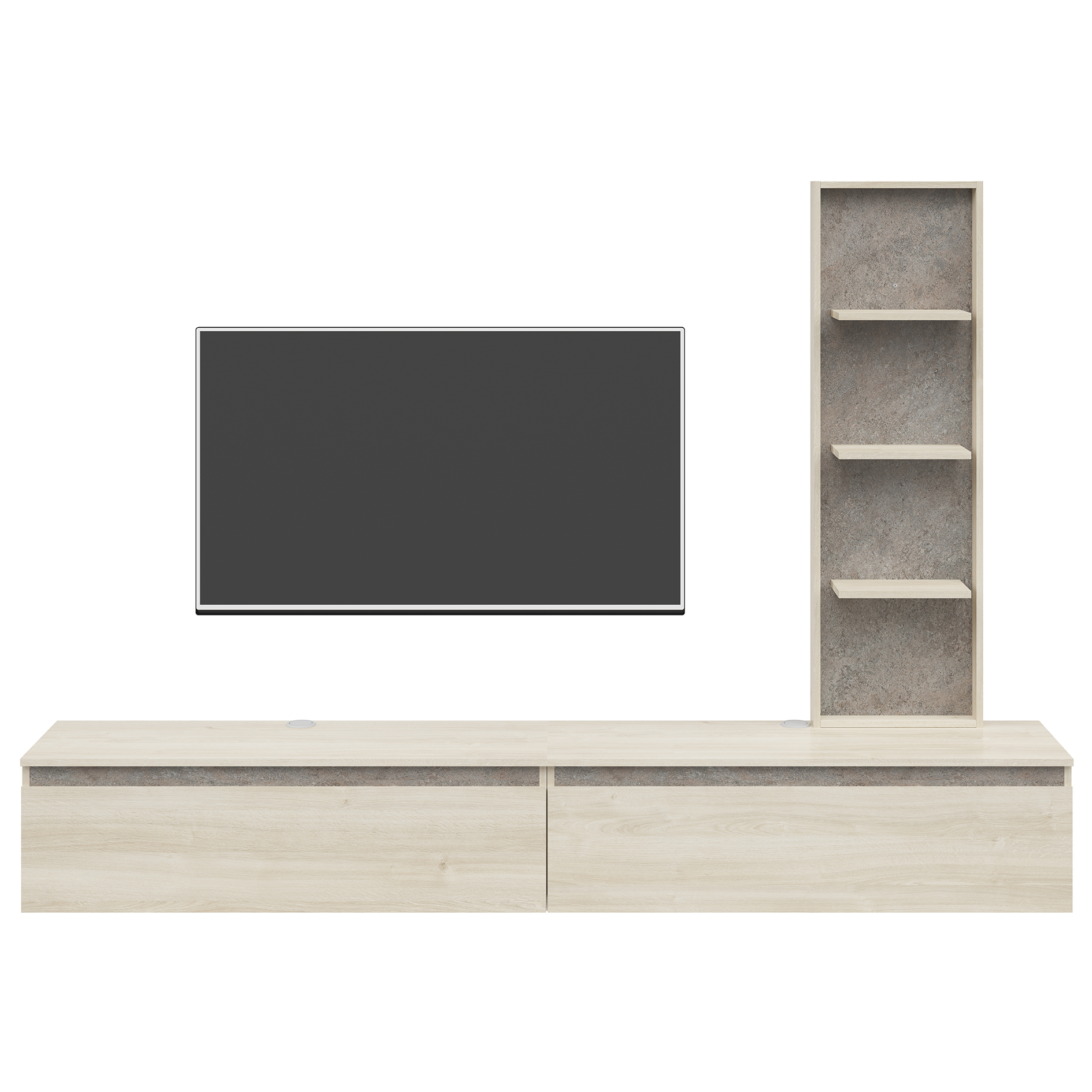 3-teiliges Wohnwand-Set - Karlstad Eiche - Albus grau - 230 cm