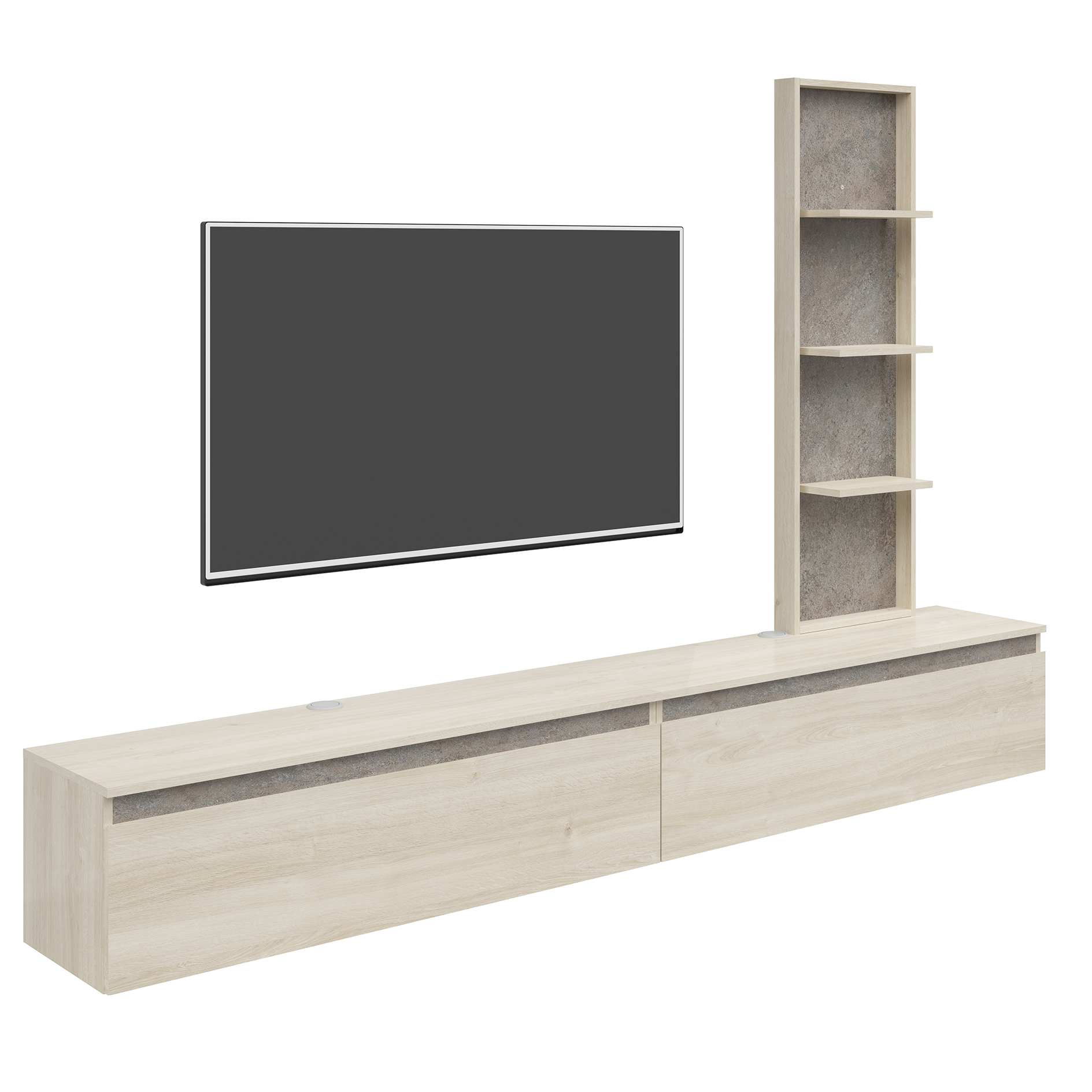3-teiliges Wohnwand-Set - Karlstad Eiche - Albus grau - 230 cm