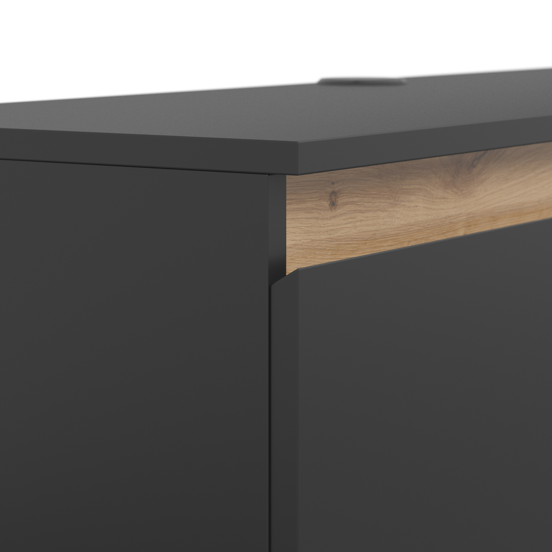 3-teiliges Wohnwand-Set - schwarz - Artisan Eiche - 230 cm 