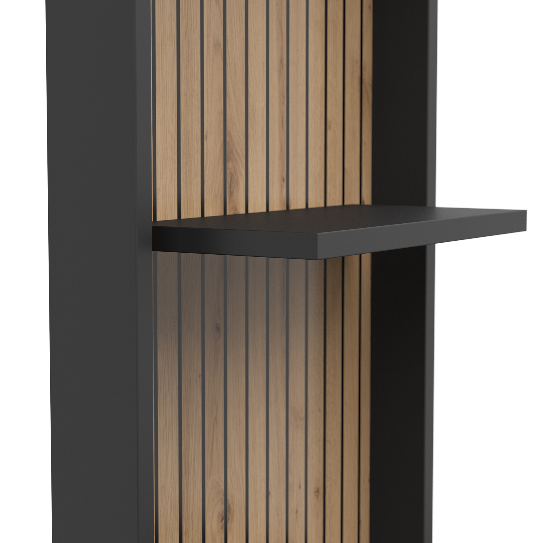 3-teiliges Wohnwand-Set - schwarz - Artisan Eiche - 230 cm 
