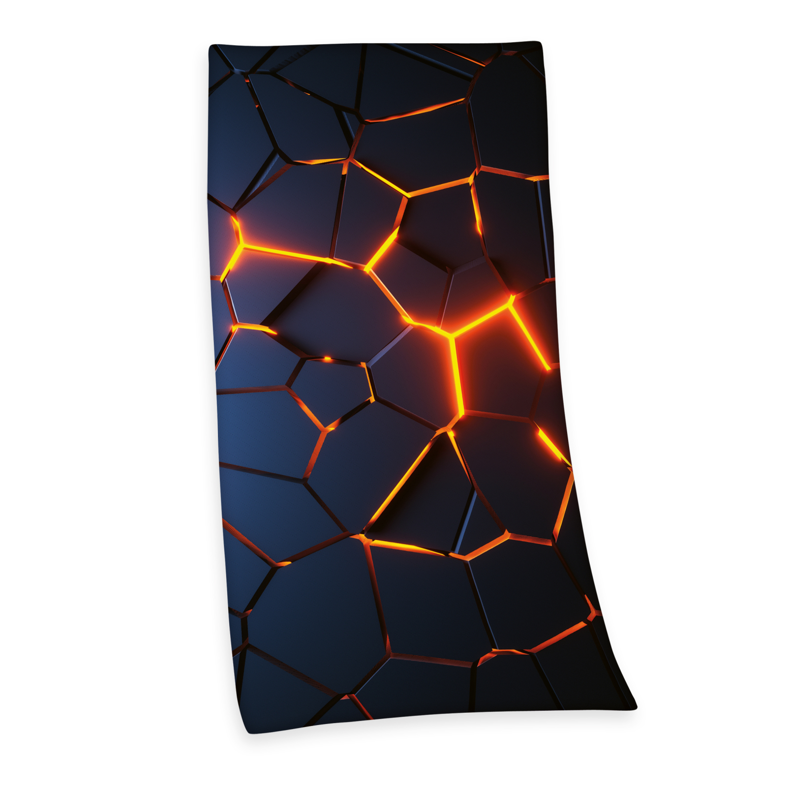 3D-Effekt Lava Velourstuch - schwarz-orange-blau - 75x100 cm