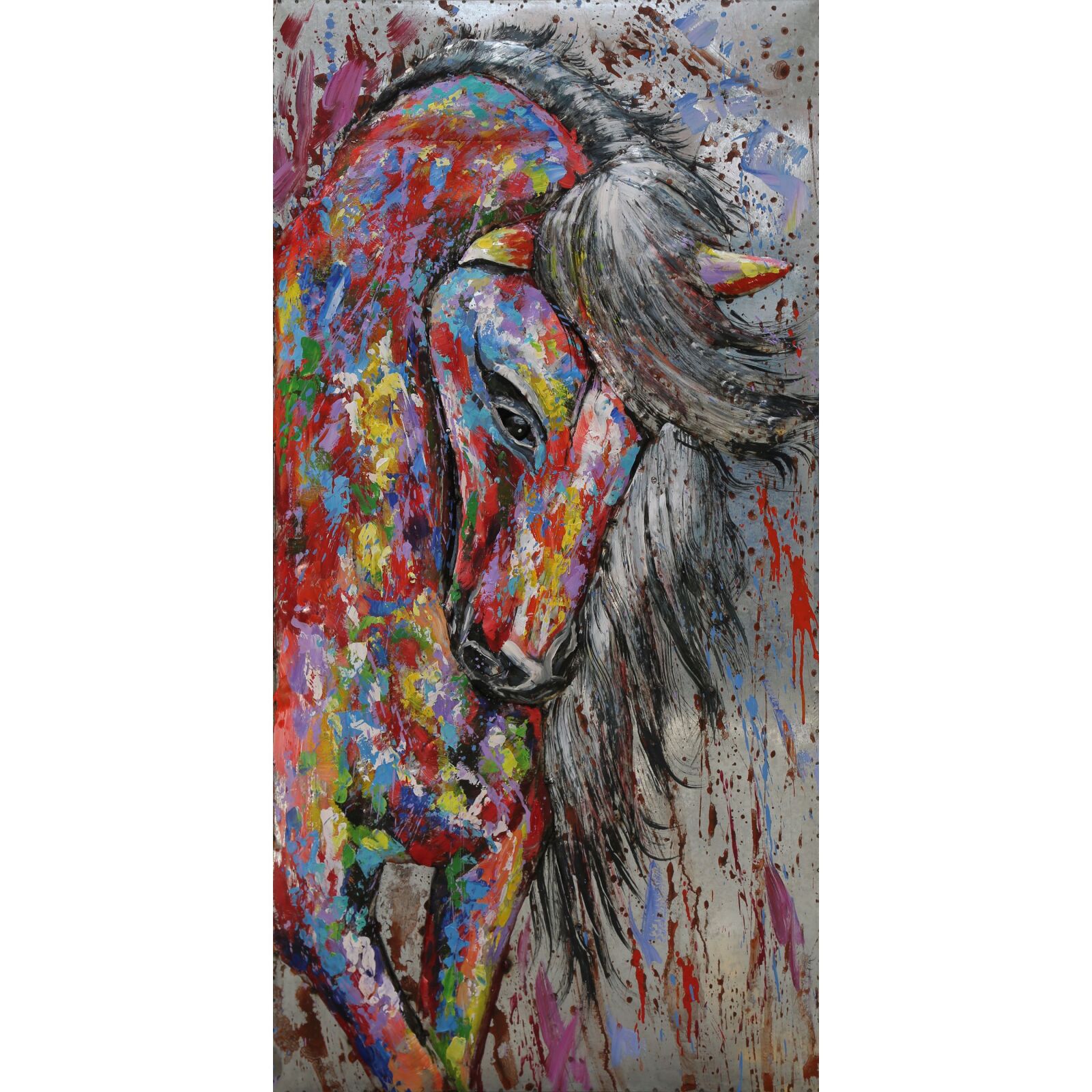 3D-Effekt Metallbild PFERD - 140,5x70 cm