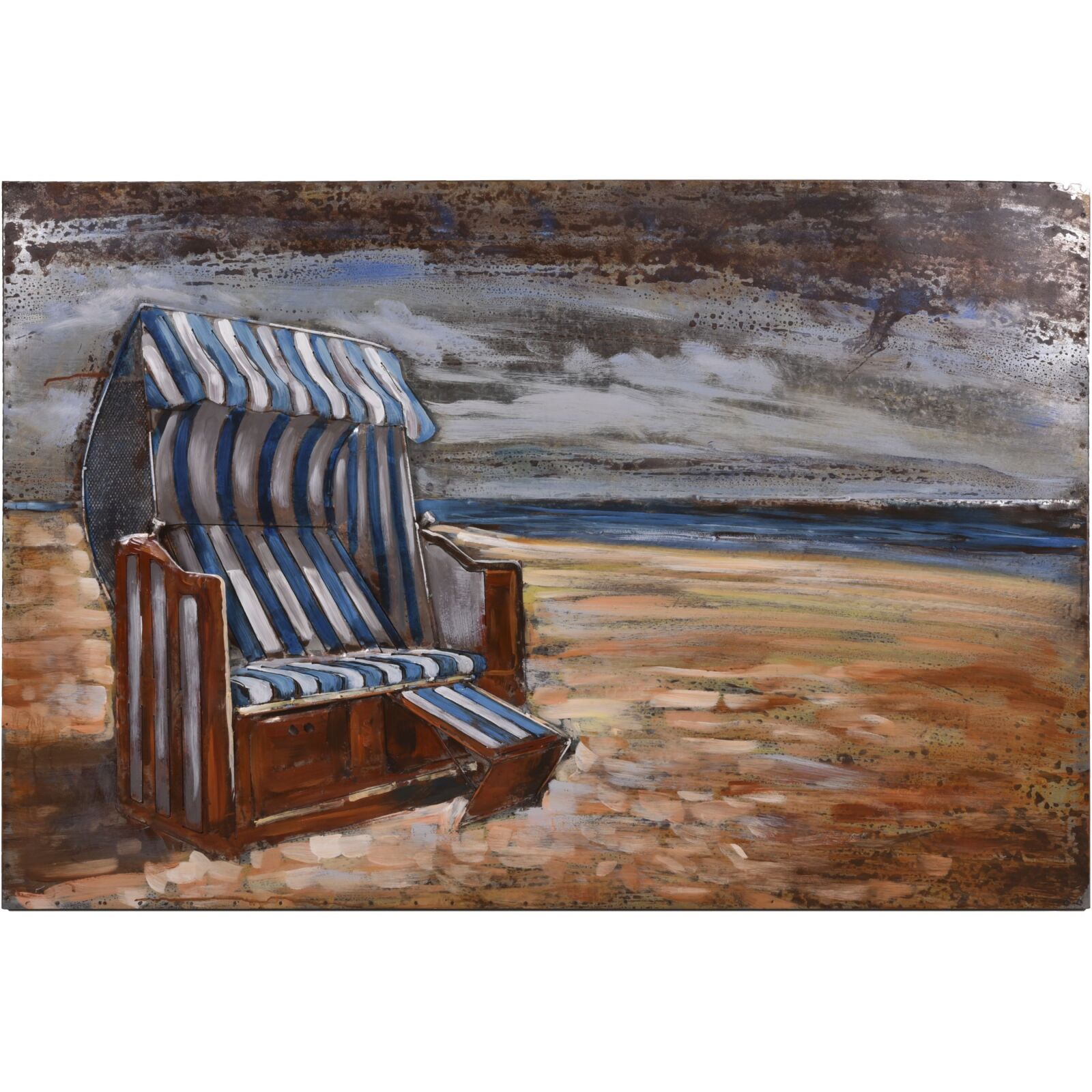 3D-Effekt Metallbild STRANDKORB - 120x80 cm