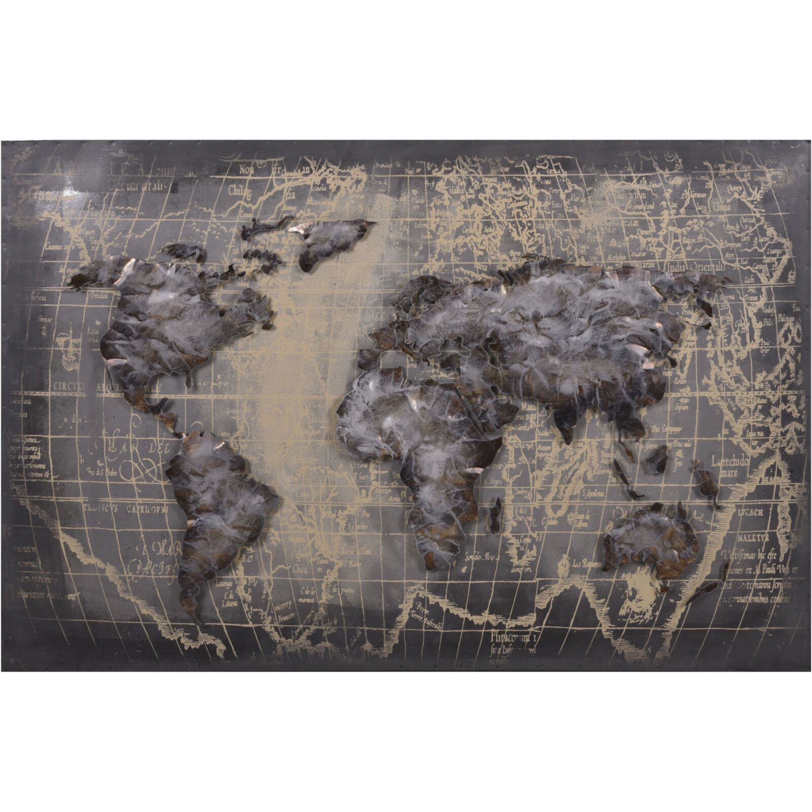 3D-Effekt Metallbild WELTKARTE - 120x80 cm