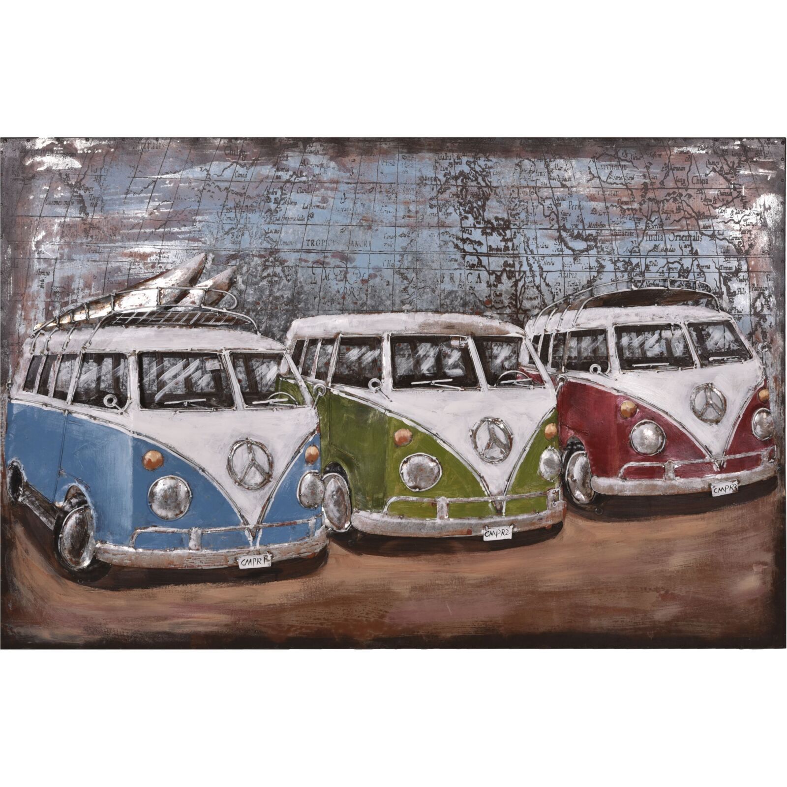 3D-Metallbild 3 Bullis - bunt - 120x80 cm