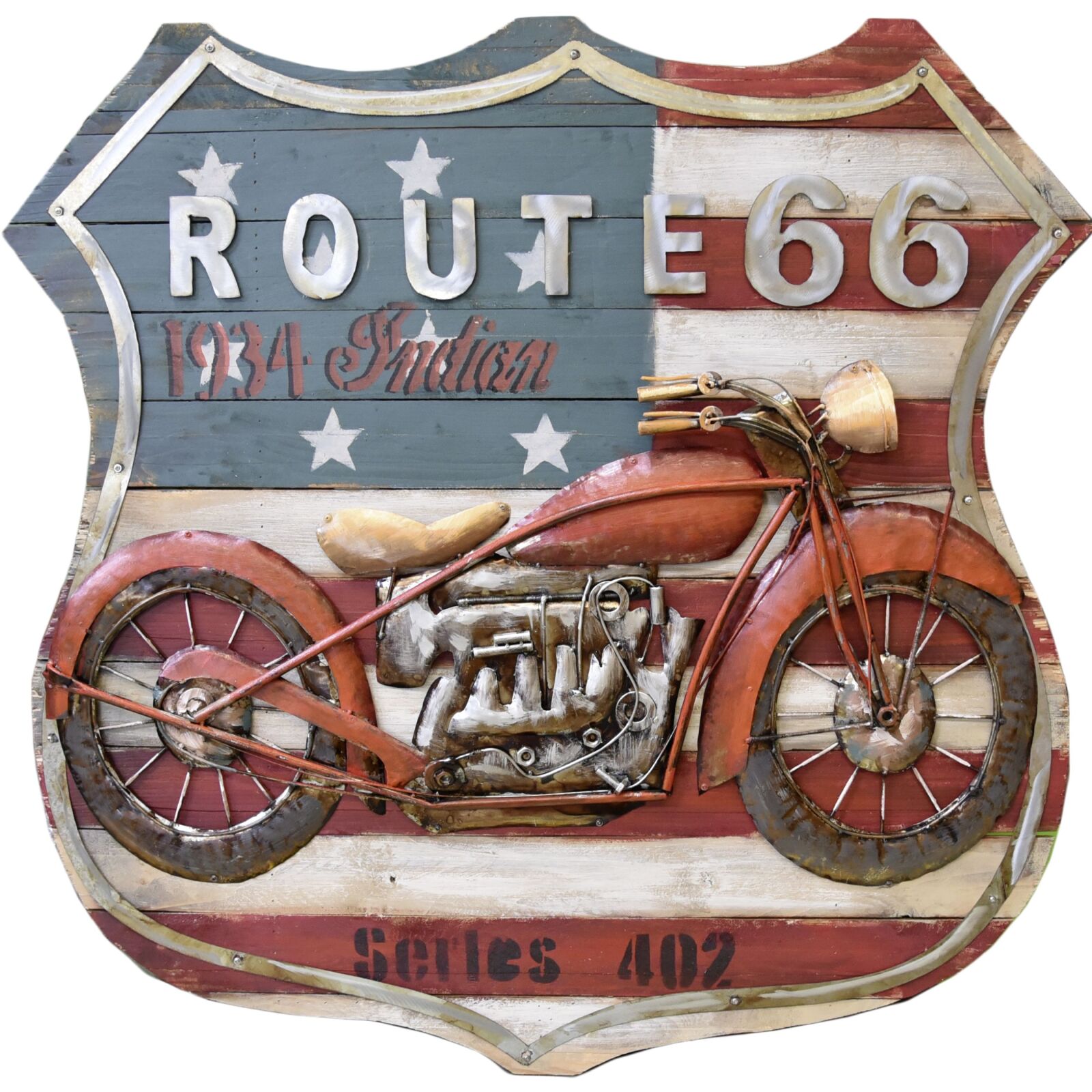 3D-Metallbild Motorrad - bunt - 99x98 cm
