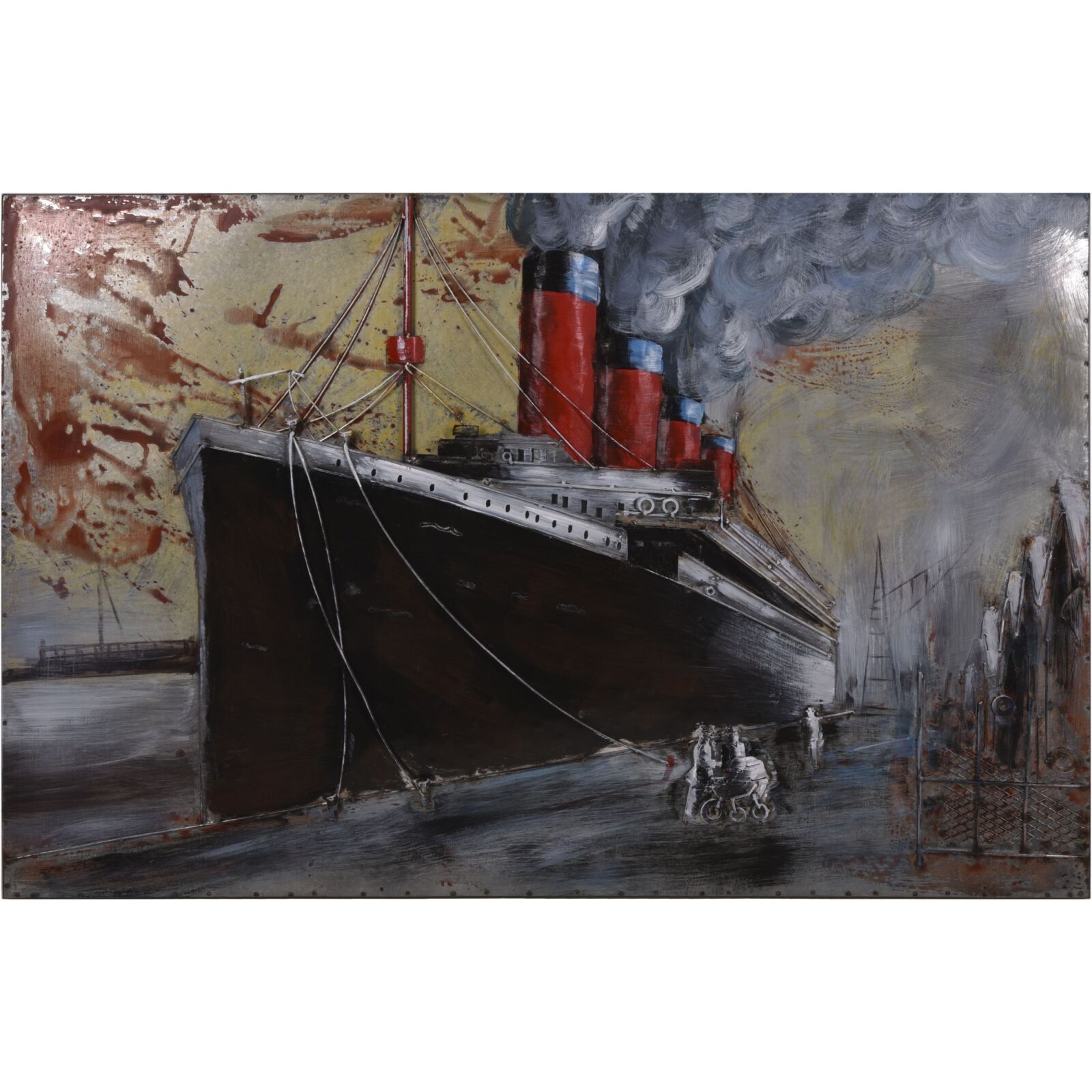 3D-Metallbild Schiff - bunt - 120x80 cm